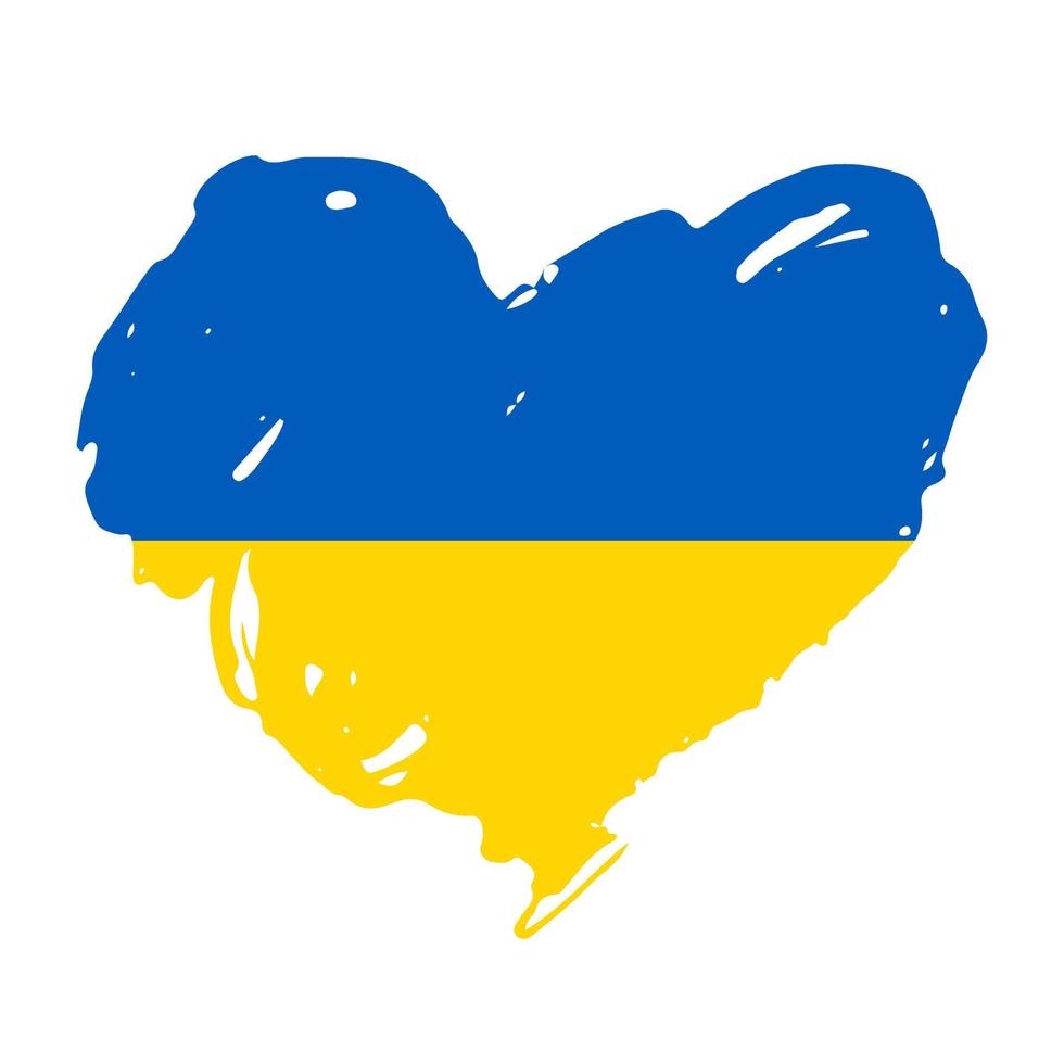 Ukrainian flag in heart hand-drawn illustration on a white isolated background. No war. Vector. vector