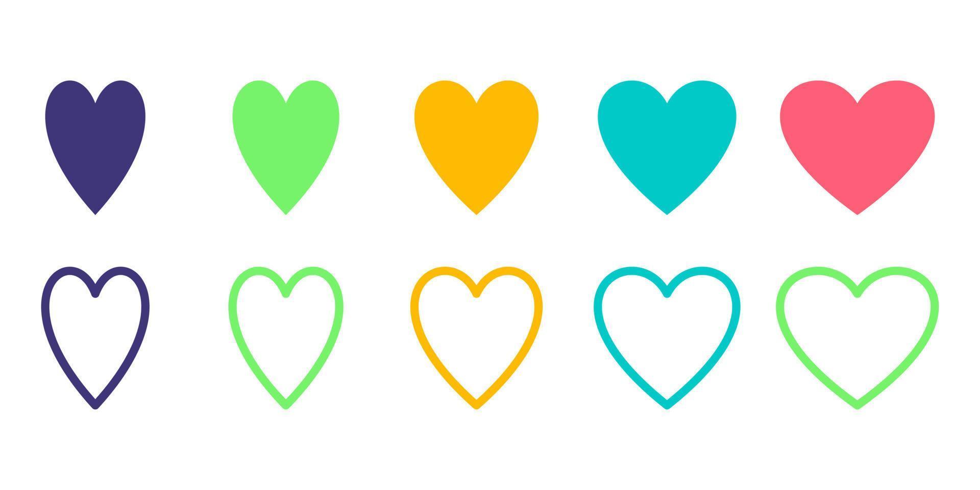 conjunto de signo de corazón colorido vector