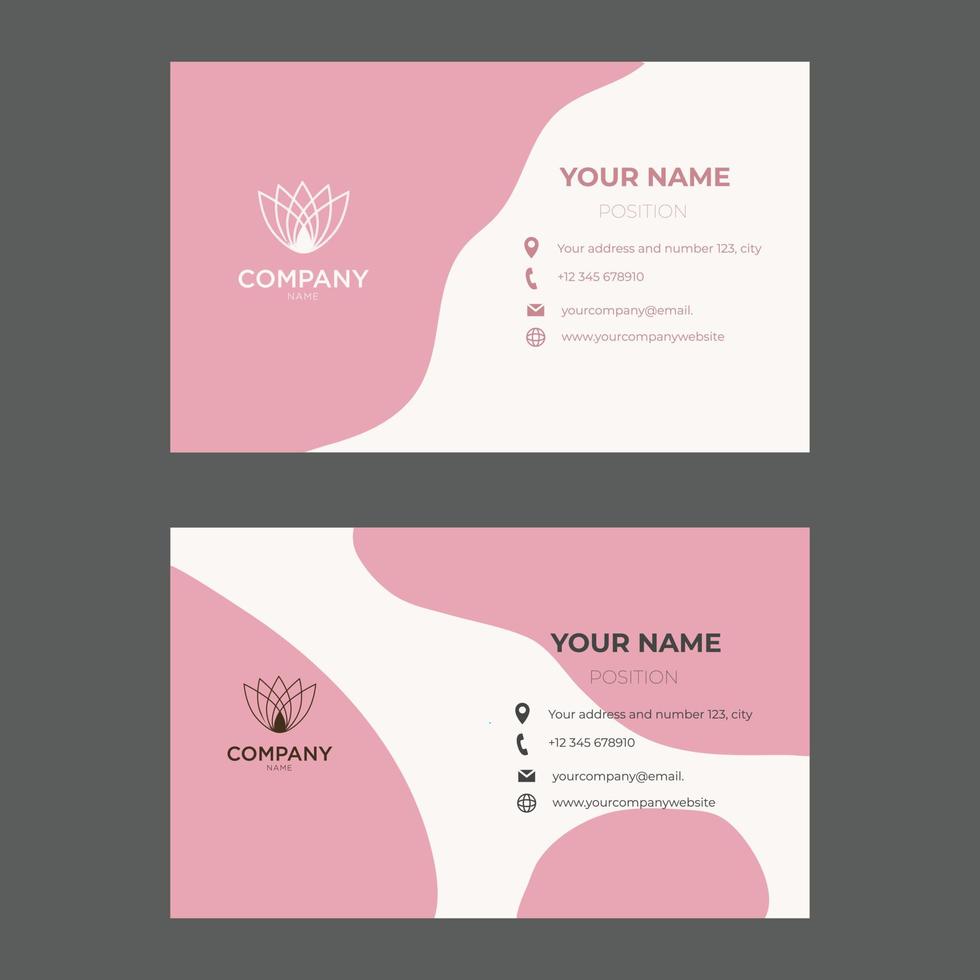 Business card with pink color, elegant and feminine vector