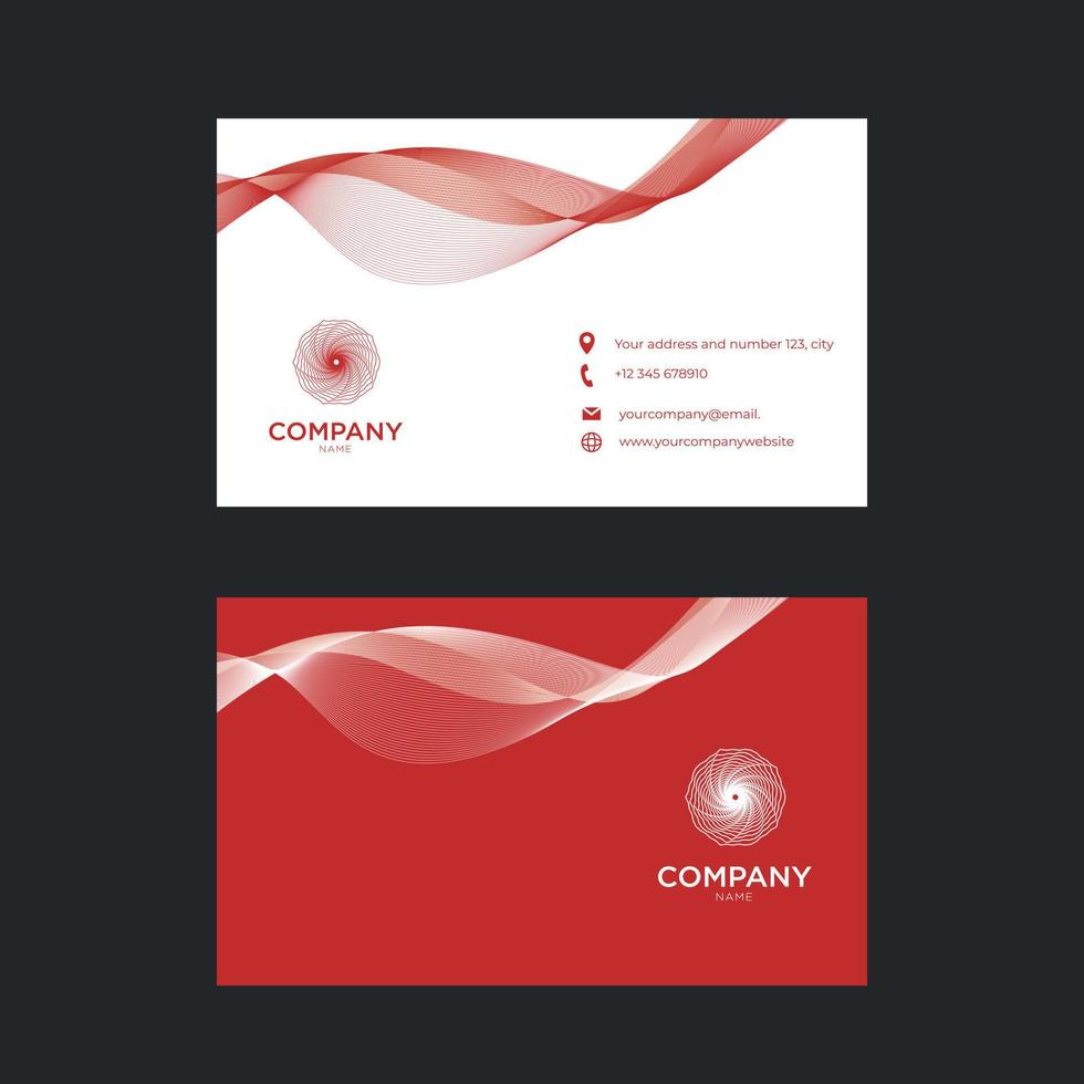 Red and white business card vector