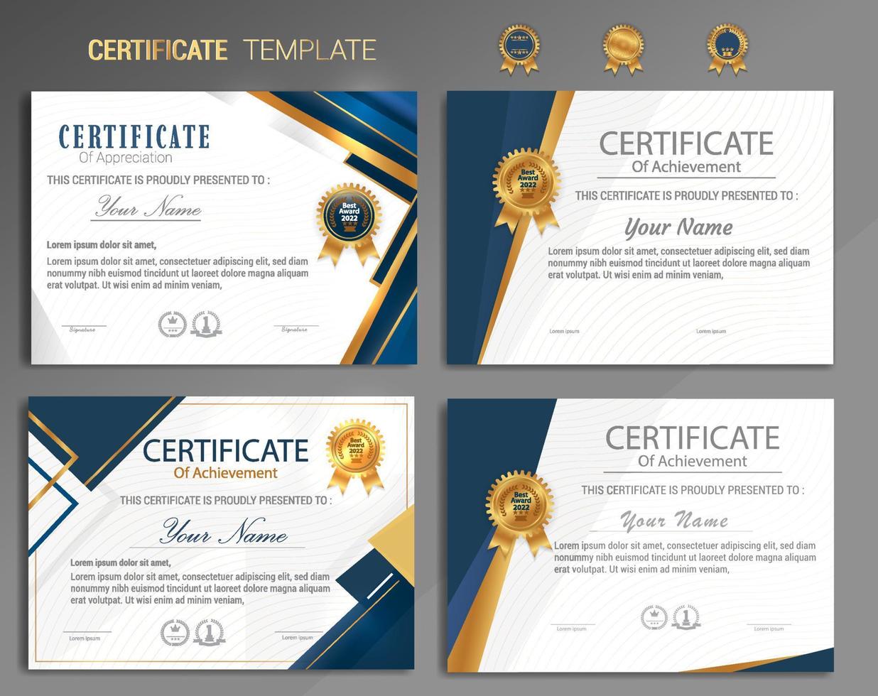 Elegant gradient certificate of appreciation template vector