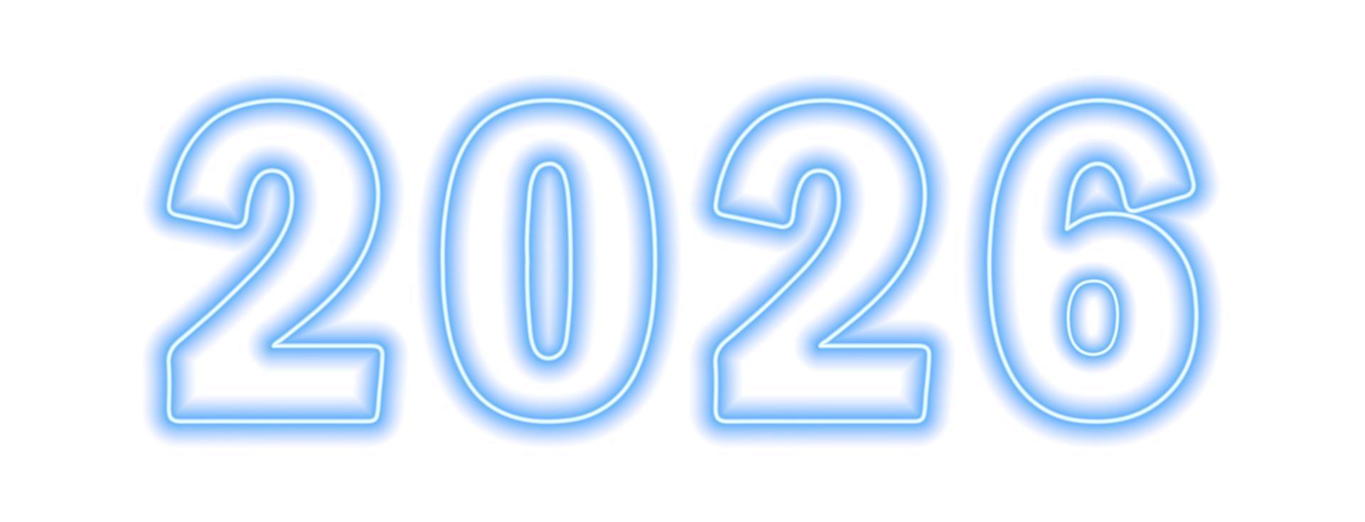Blue neon colored 2026 year isolated on white vector