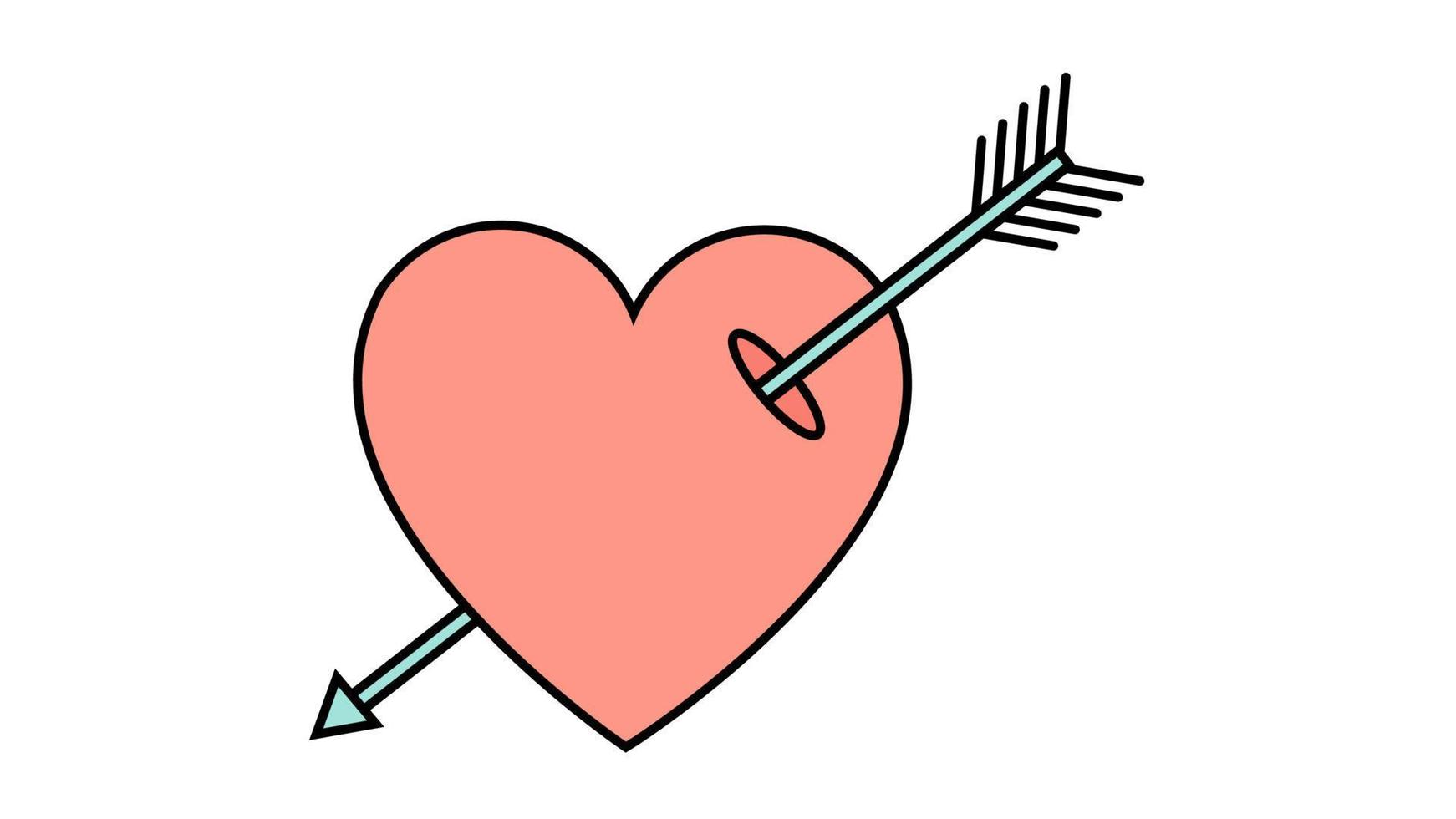 Simple flat style icon of a beautiful heart pierced by an arrow of a cupid for the feast of love on Valentine's Day or March 8th. Vector illustration