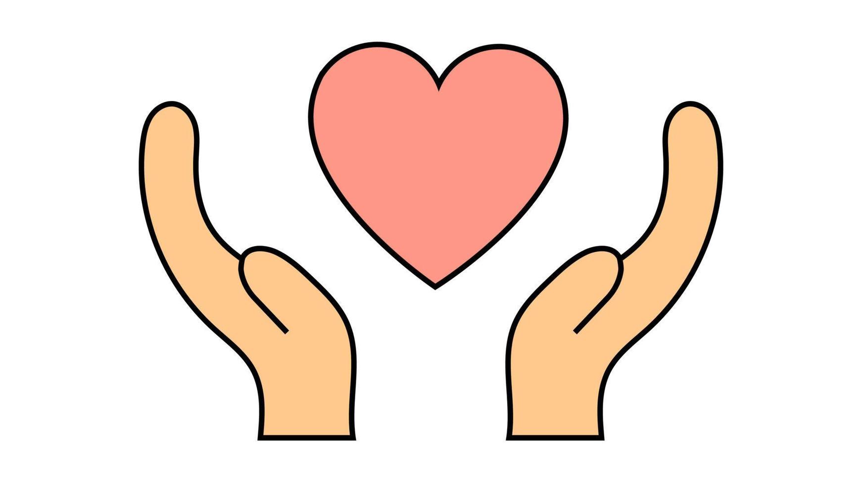 Simple flat icon beautiful hearts in hands for the feast of love, Valentine's Day or March 8th. Vector illustration