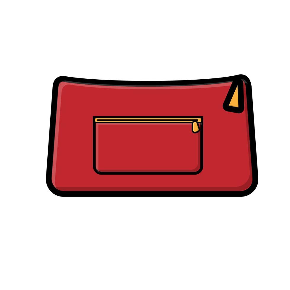 hermoso icono plano rojo de un bolso de mujer para bolsas de cosméticos de belleza y maquillaje aisladas en un fondo blanco. ilustración vectorial vector