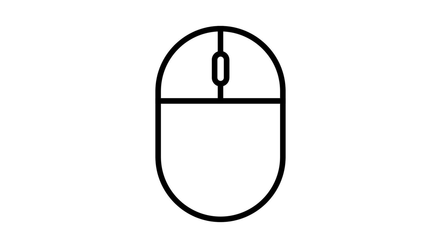 Vector illustration linear black and white flat icon of digital wireless computer mouse with buttons and wheel on a white background. Concept computer digital technologies