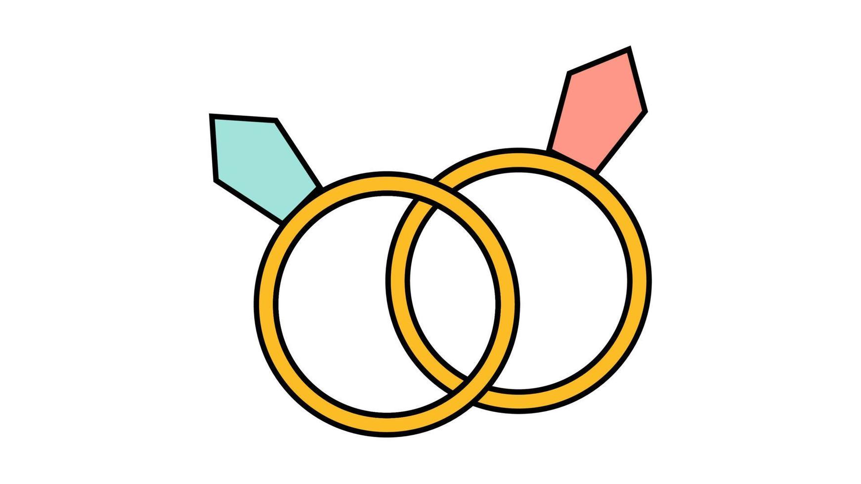 icono de estilo plano simple de hermosos dos anillos de diamantes para una boda o fiesta de compromiso para la fiesta del amor el día de san valentín o el 8 de marzo. ilustración vectorial vector