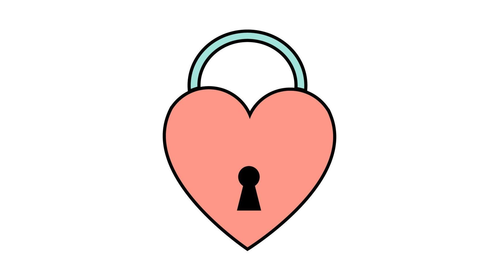 Simple flat icon in the shape of a beautiful padlock in the shape of a heart with a keyhole for the holiday of love on Valentine's Day or March 8th. Vector illustration