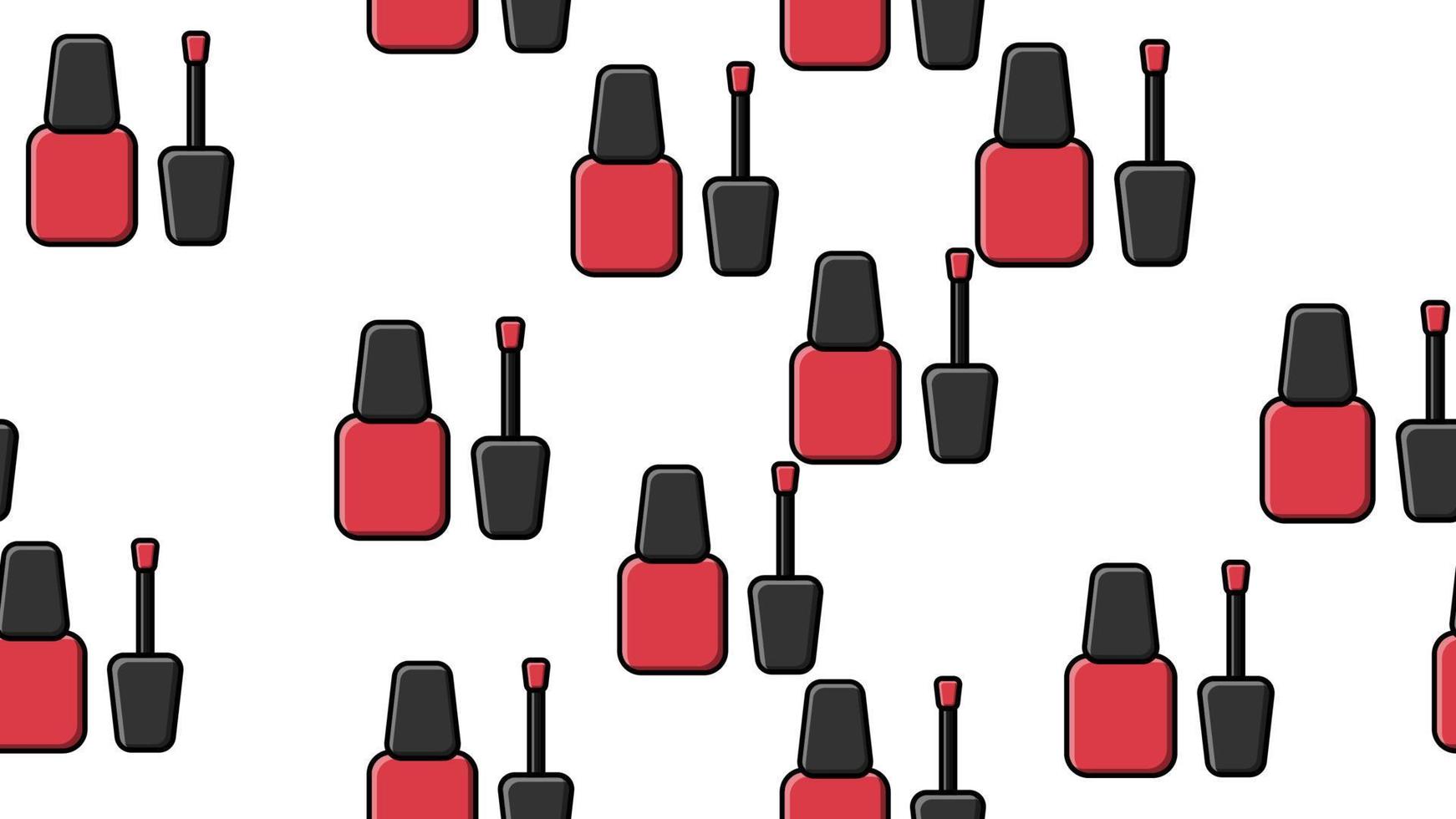 un patrón sin fin de hermosos artículos cosméticos de belleza roja de botellas de esmalte de uñas para manicura sobre un fondo blanco. ilustración vectorial vector