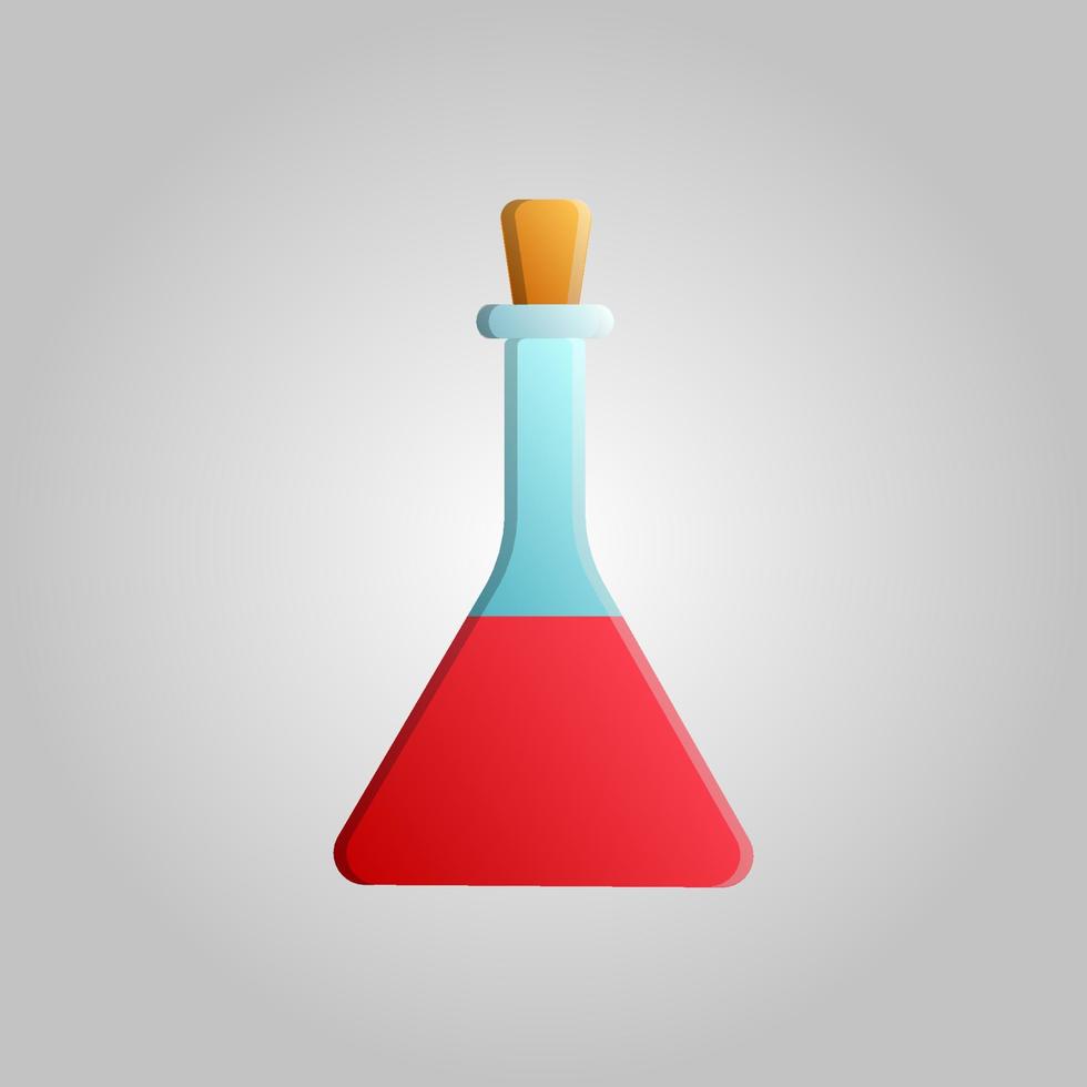 Beautiful medical icon of a scientific glass laboratory chemical test tube, research flask on a white background vector