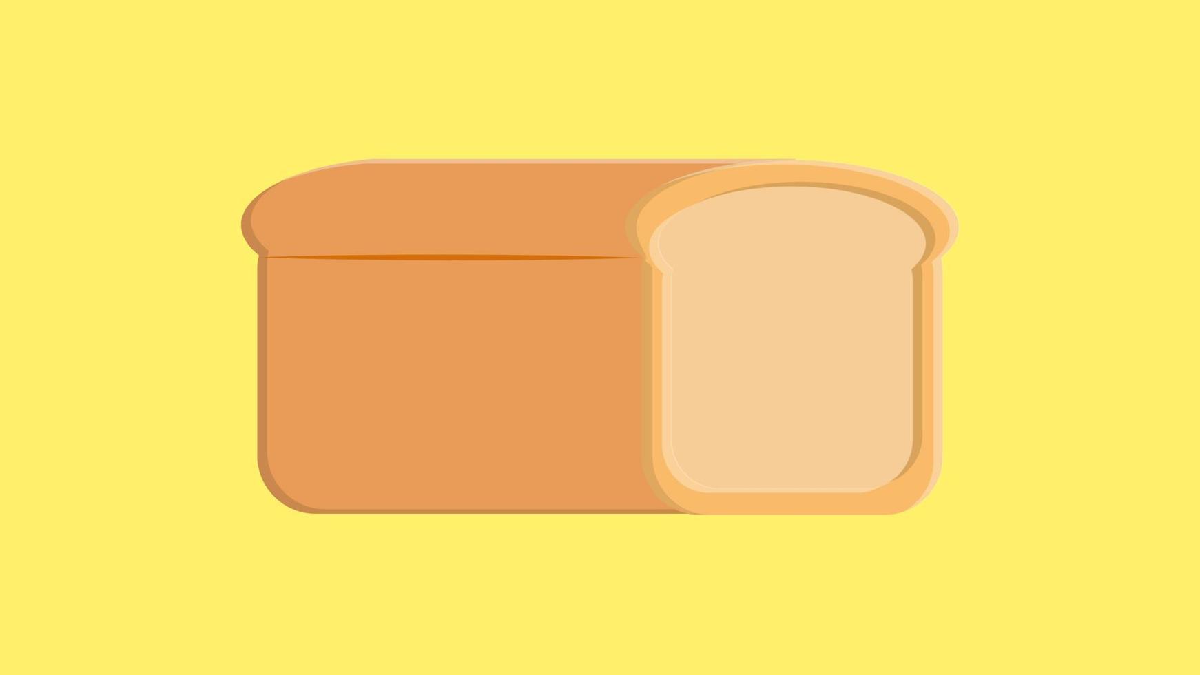 pan sobre un fondo amarillo. ilustración vectorial barra de pan para la comida. alimentos sin gluten. comida vegana. ilustración para decorar café, restaurante, panadería vector