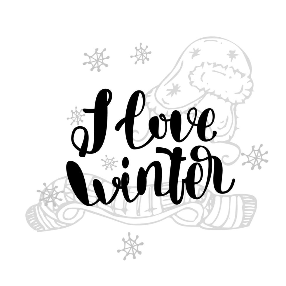 letras de mano de invierno feliz para pegatinas, tarjetas, impresión. vector