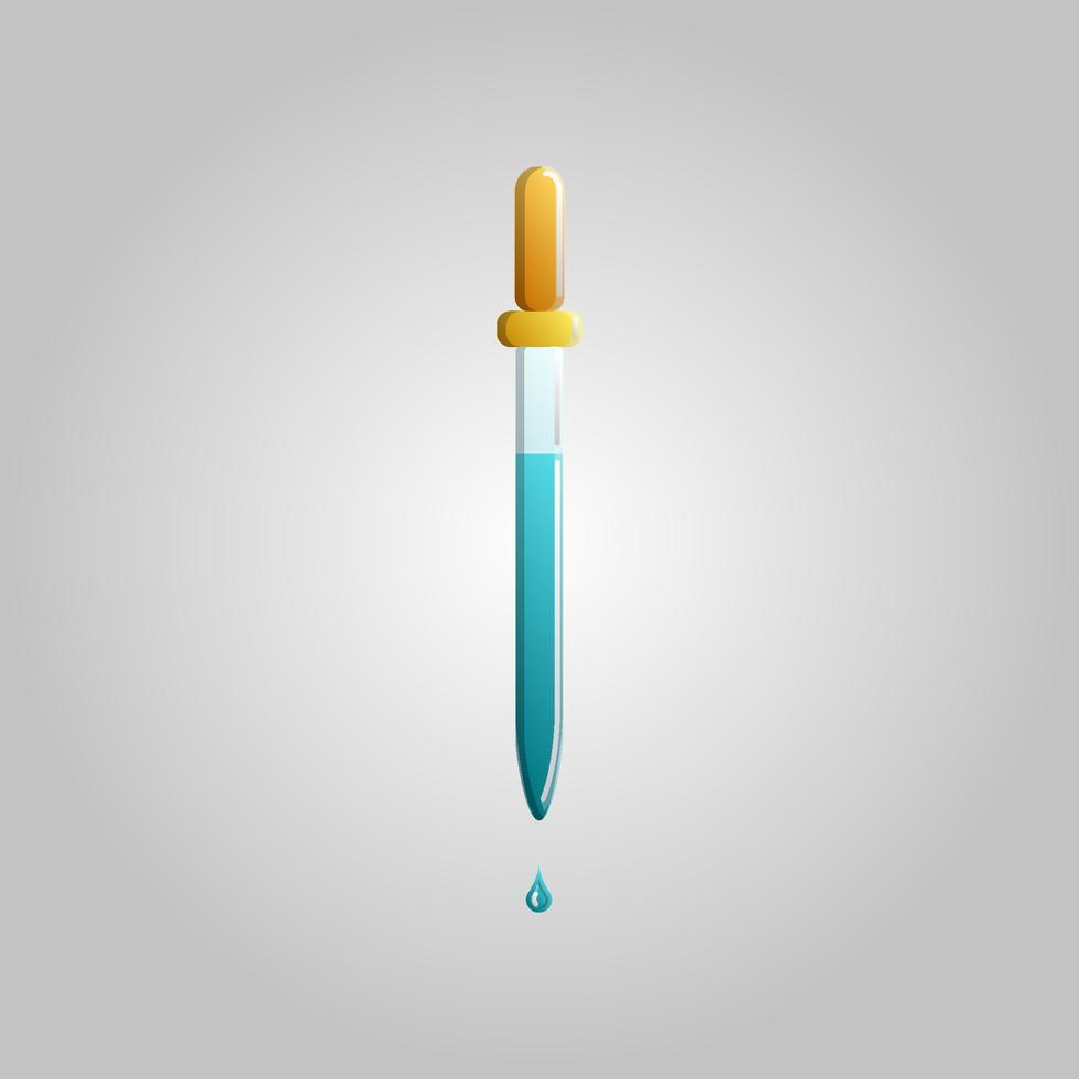 Beautiful medical icon of a glass pipette for instilling drugs into the eyes and nose on a white background vector