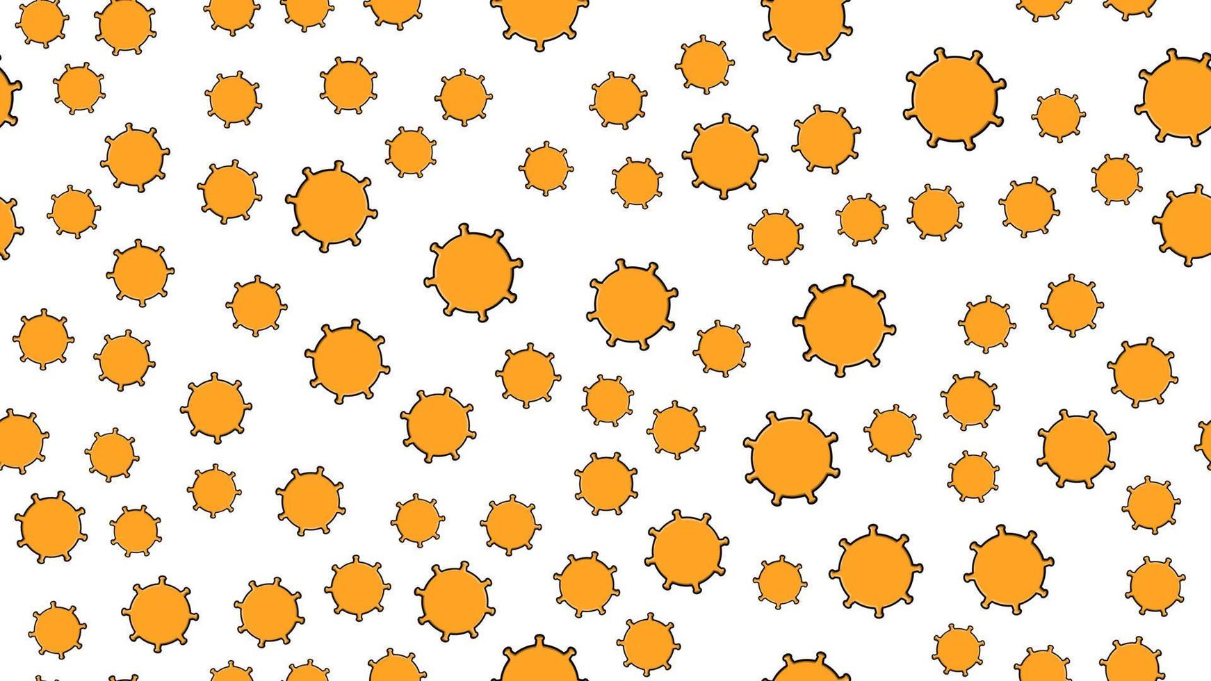 interminable patrón ininterrumpido de epidemia pandémica de coronavirus respiratorios mortales infecciosos amarillos peligrosos, virus de microbios covid-19 que causan neumonía en un fondo blanco vector