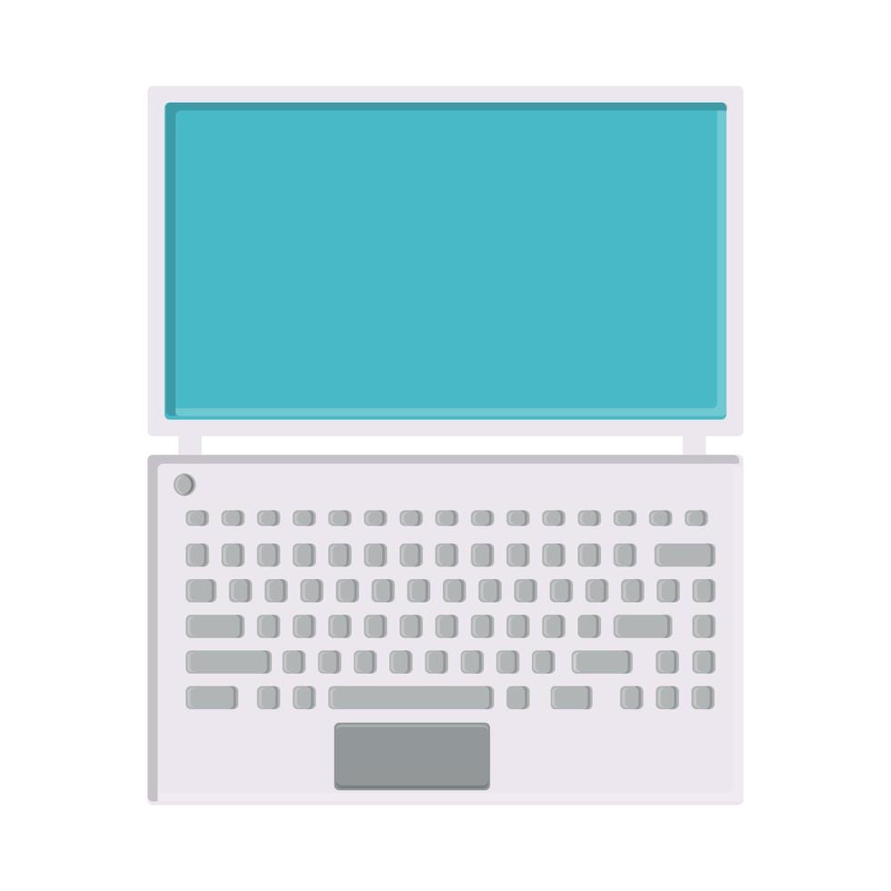 Vector illustration of white flat icon simple modern digital digital ultrathin rectangular laptop with keyboard isolated on white background. Concept computer digital technologies