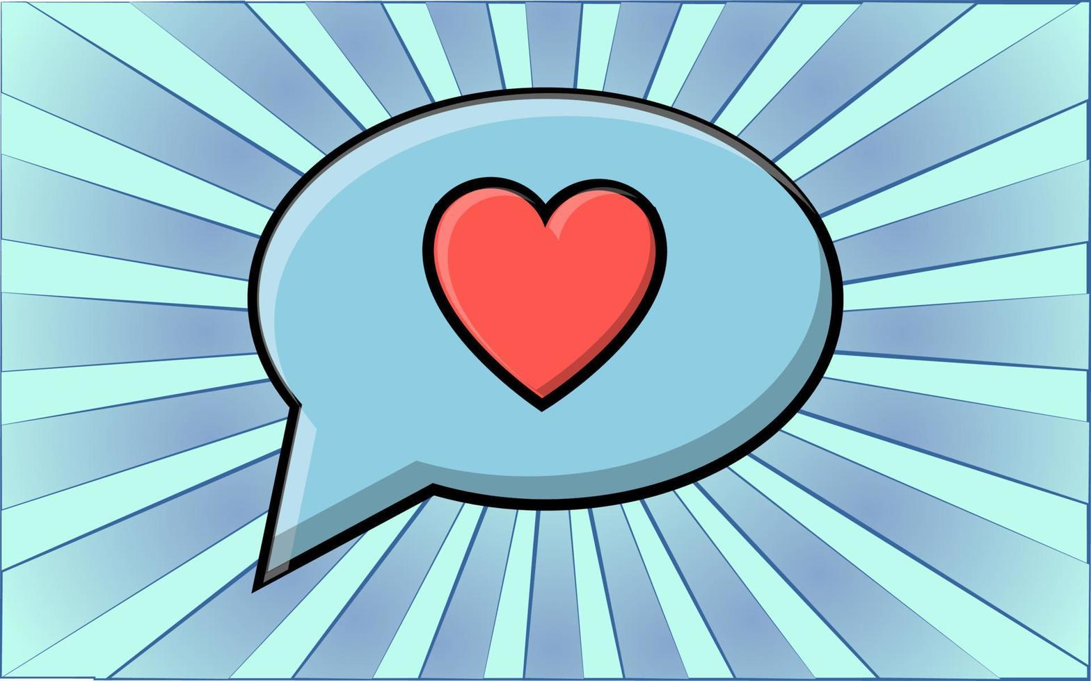 A simple flat-style icon of a beautiful heart in the dialog cloud of thoughts for the feast of love Valentine's Day or March 8. Vector illustration