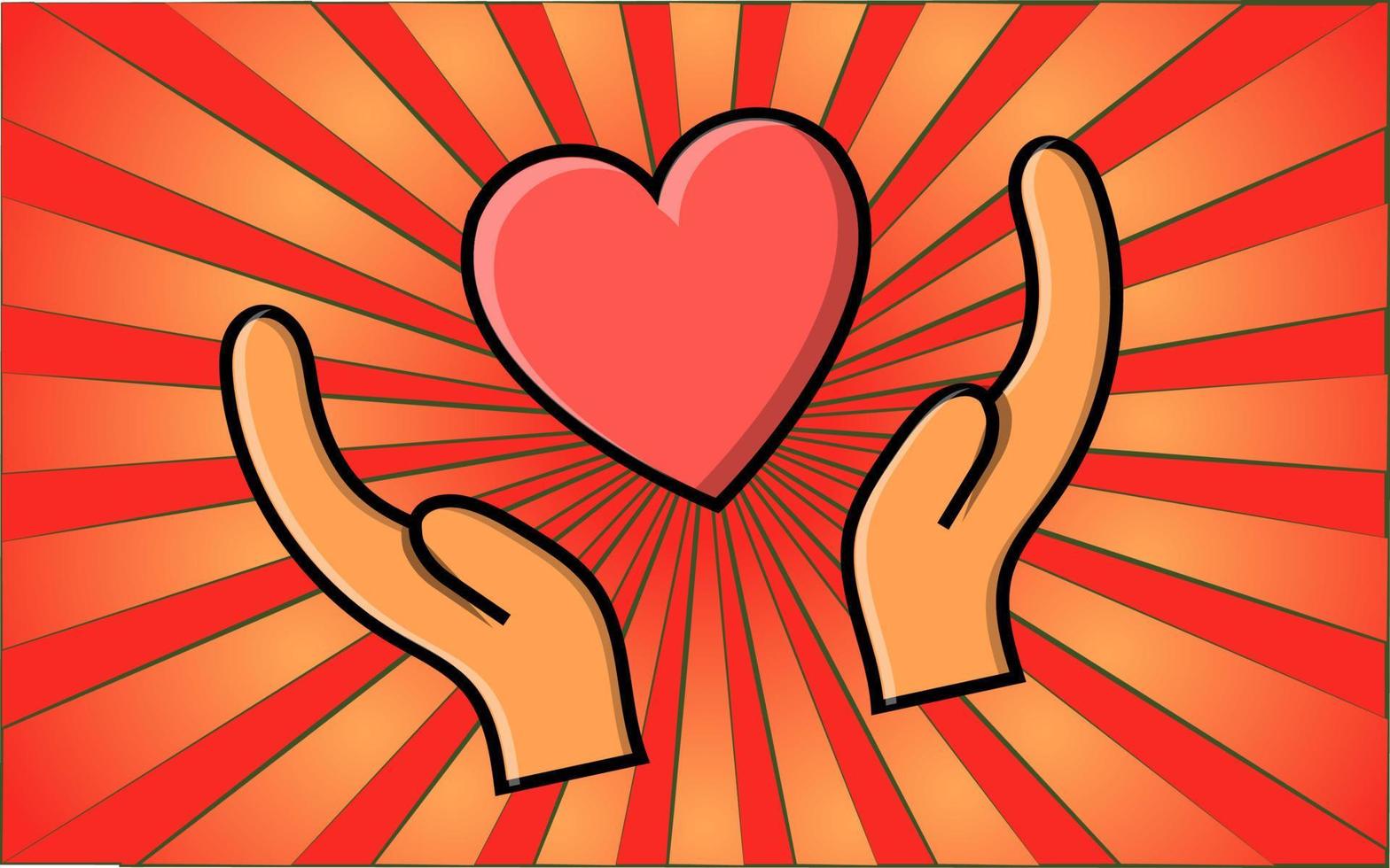 Simple flat icon beautiful hearts in hands for the feast of love, Valentine's Day or March 8th. Vector illustration