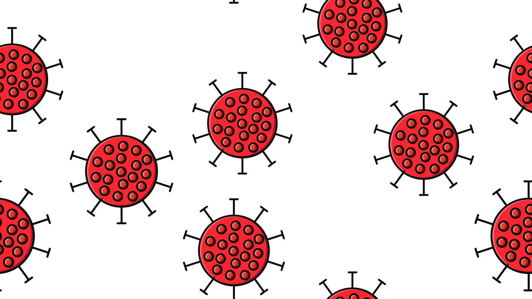 Endless seamless pattern of red dangerous infectious deadly respiratory coronaviruses pandemic epidemic, Covid-19 microbe viruses causing pneumonia on a white background vector