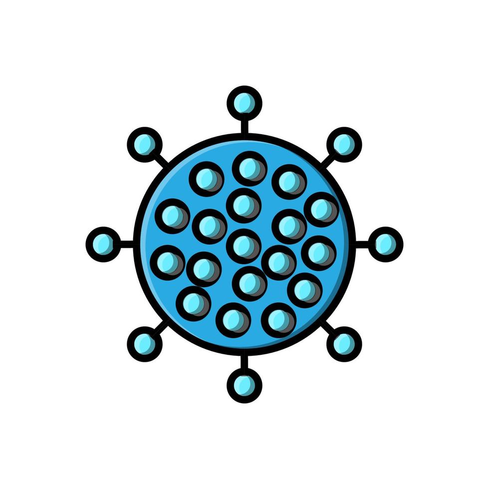 icono azul del microbio del virus médico cepa mortal peligrosa enfermedad pandémica epidémica del coronavirus covid-19. ilustración vectorial aislada en un fondo blanco vector