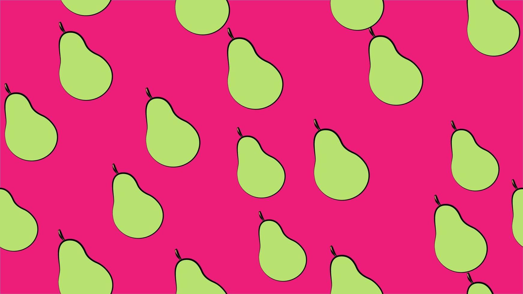 ilustración vectorial patrón con peras. peras verdes sobre un fondo rosa. fondo brillante, papel tapiz lindo y creativo. estado de ánimo de pera. comida vegana. frutas saludables vector