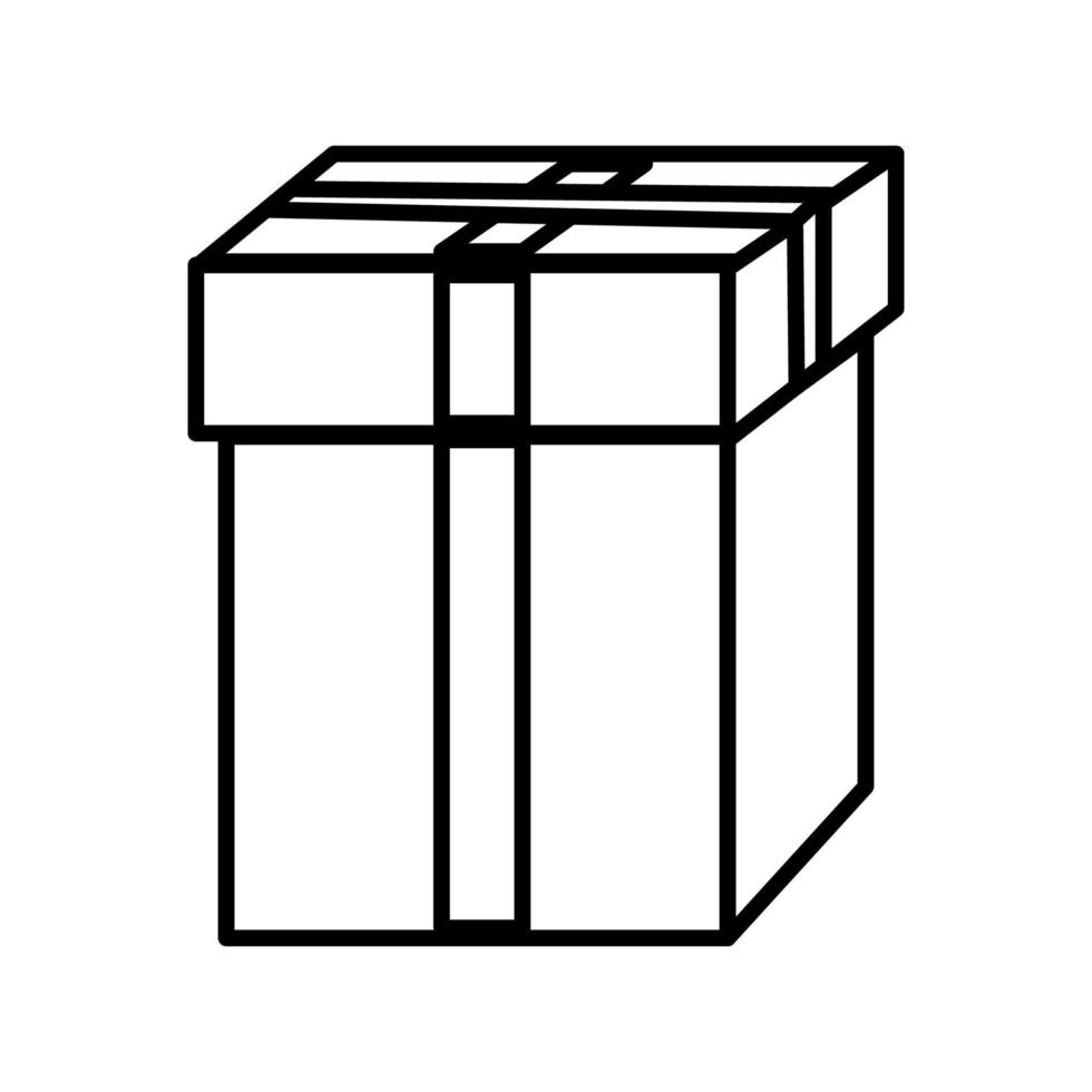 pequeño icono lineal simple en blanco y negro de un hermoso regalo de Navidad de año nuevo en una hermosa caja con cintas y un lazo aislado en un fondo blanco. ilustración vectorial vector