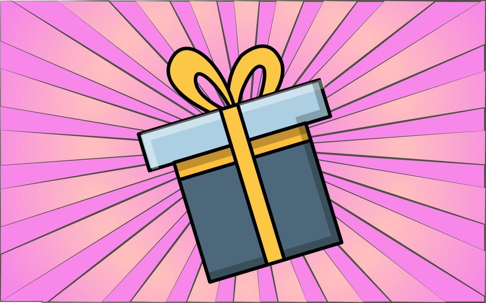 icono de estilo plano simple hermosa caja de regalo azul con una cinta y un lazo para la fiesta del amor para el día de San Valentín o el 8 de marzo. ilustración vectorial vector