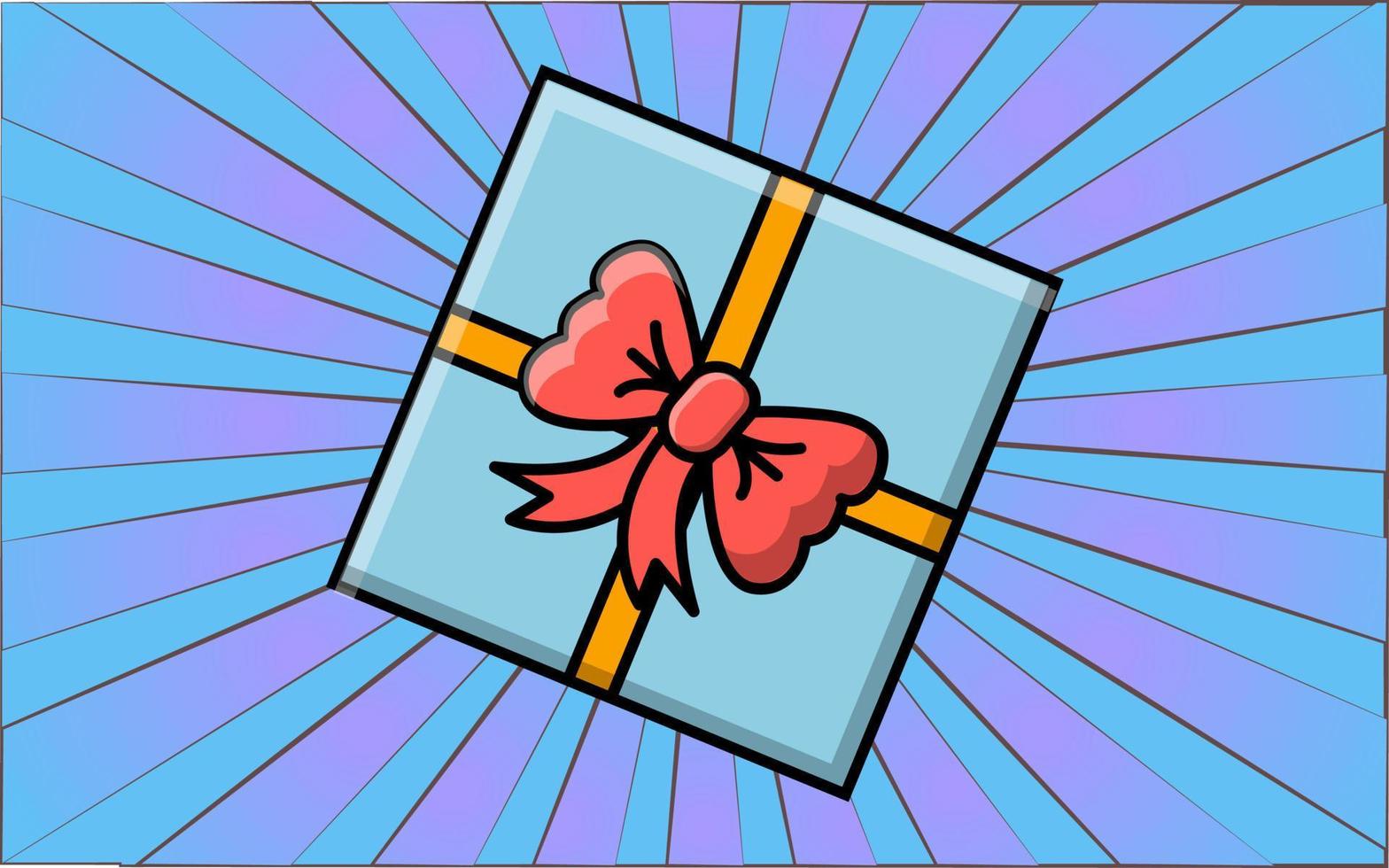 icono de estilo plano simple hermosa caja de regalo azul con una cinta y un lazo para la fiesta del amor para el día de San Valentín o el 8 de marzo. ilustración vectorial vector