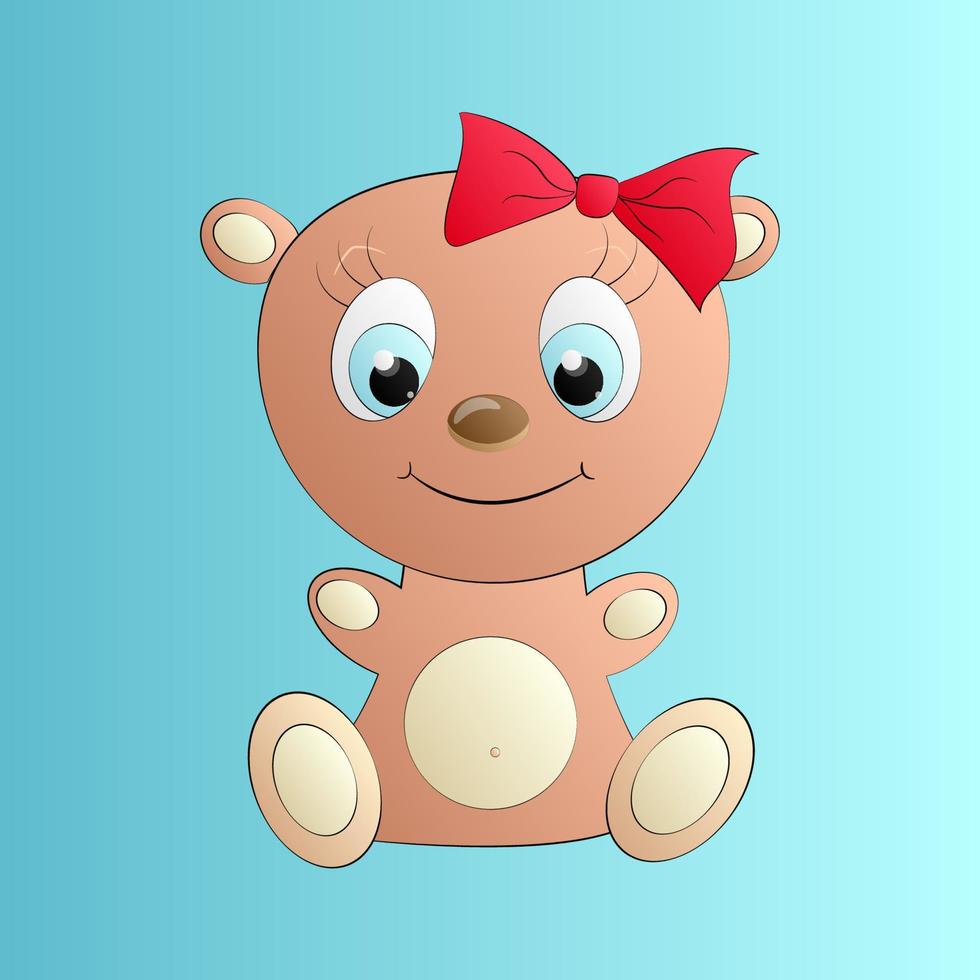 Hermoso lindo y suave juguete de oso de peluche sobre un fondo azul. vector