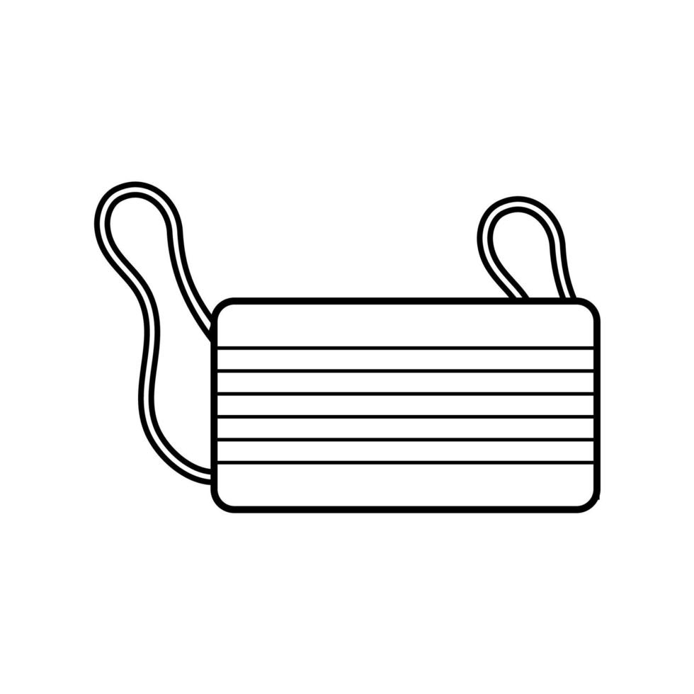 Black and white icon of a protective gauze paper medical disposable mask with a respirator against the dangerous virus covid 019 coronavirus epidemic pandemic disease. Vector illustration