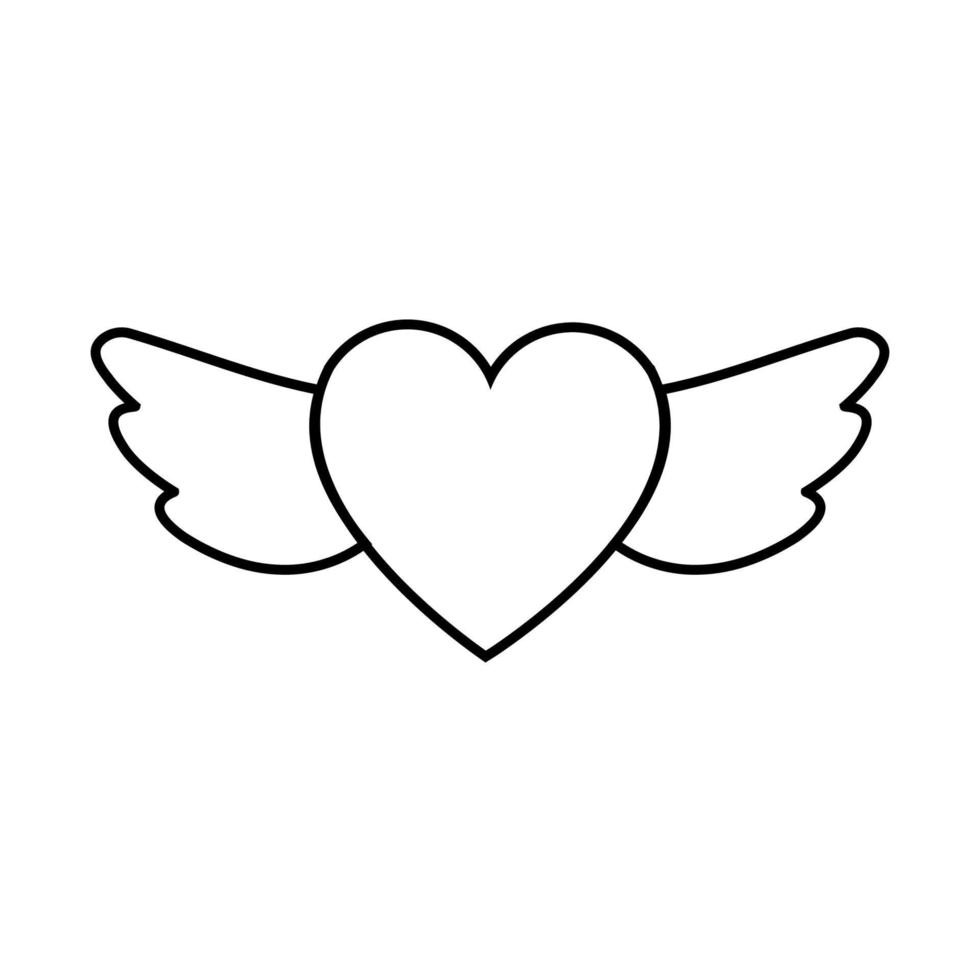 icono simple lineal en blanco y negro de un hermoso corazón con alas para la fiesta del amor día de san valentín o el 8 de marzo. ilustración vectorial vector