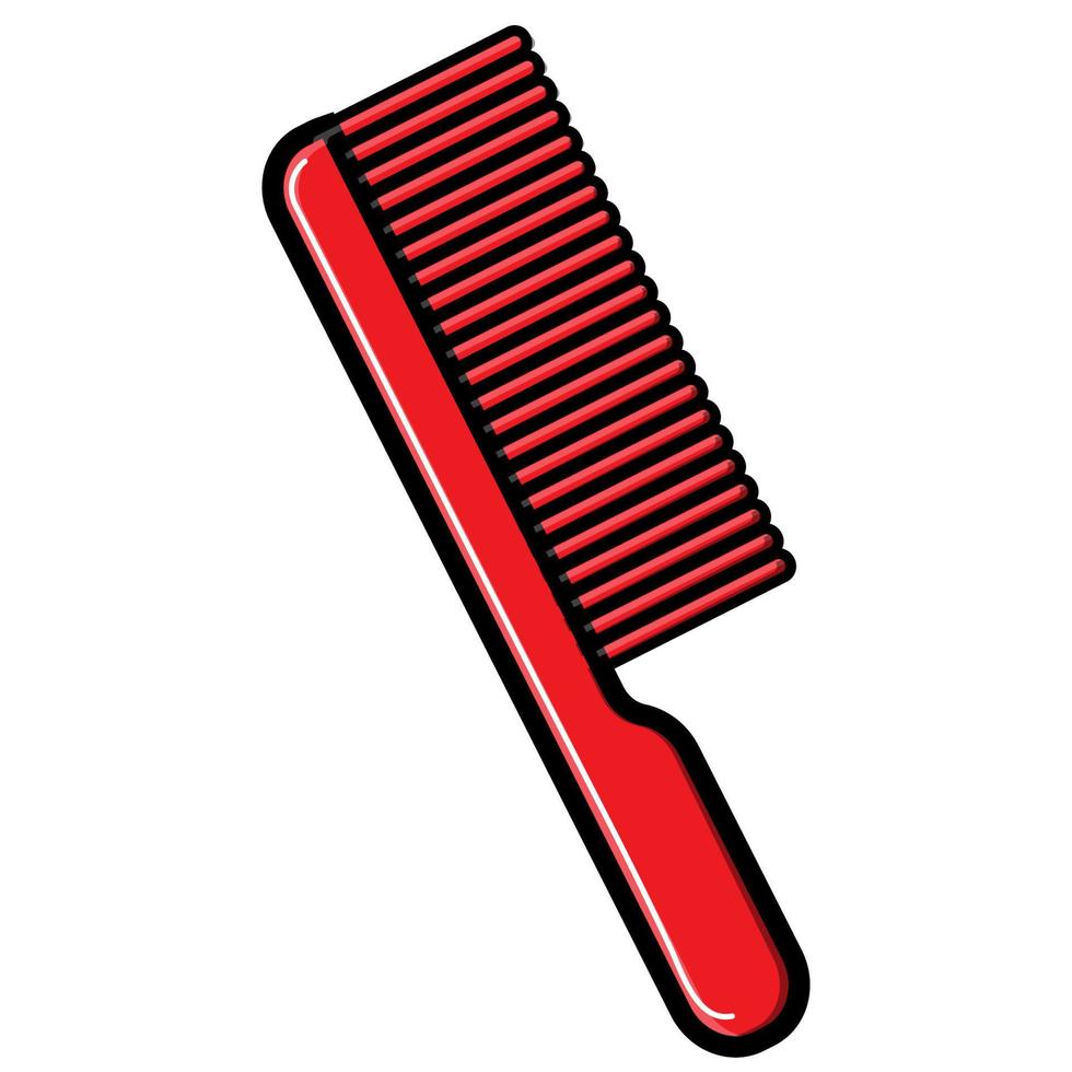 hermoso ícono plano simple de un peine rojo de plástico para peinar el cabello y hacer peinados para señalar la belleza aislada en un fondo blanco. ilustración vectorial vector