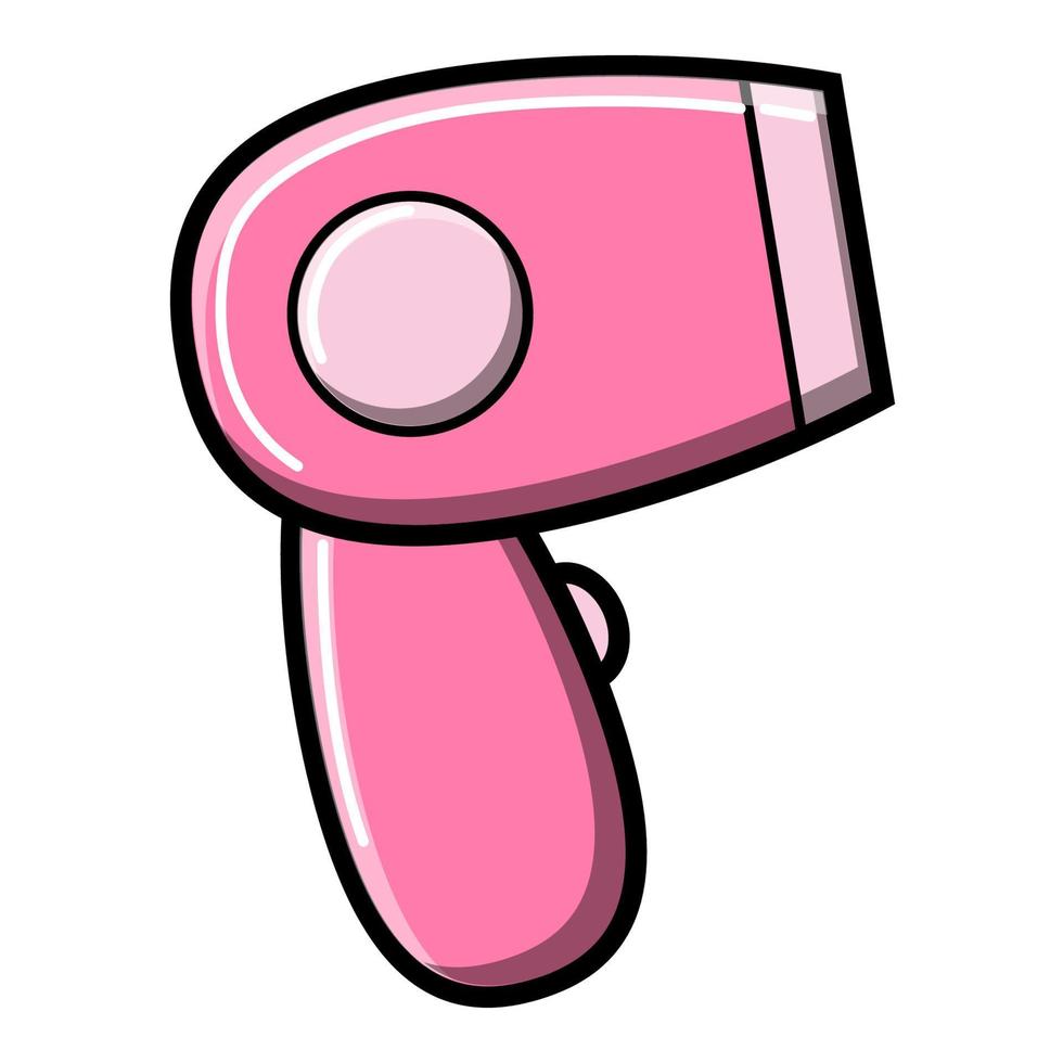 pequeño y hermoso icono plano simple de un secador de pelo rosa para guiar la belleza y hacer peinados y secar el cabello aislado en un fondo blanco. ilustración vectorial vector