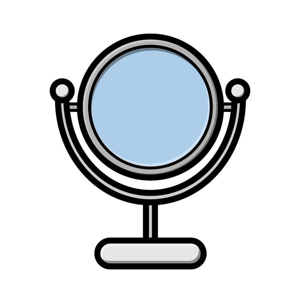 Beautiful flat iconok of a desktop round mirror for beauty and make-up isolated on a white background. Vector illustration