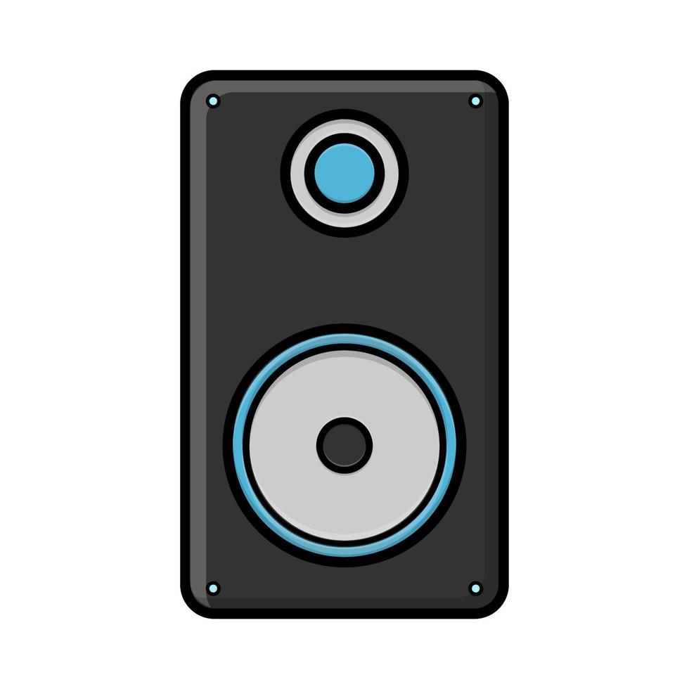 ilustración vectorial de un icono plano negro de un altavoz de música grande y fuerte digital moderno simple aislado en fondo blanco. concepto de tecnologías digitales informáticas vector