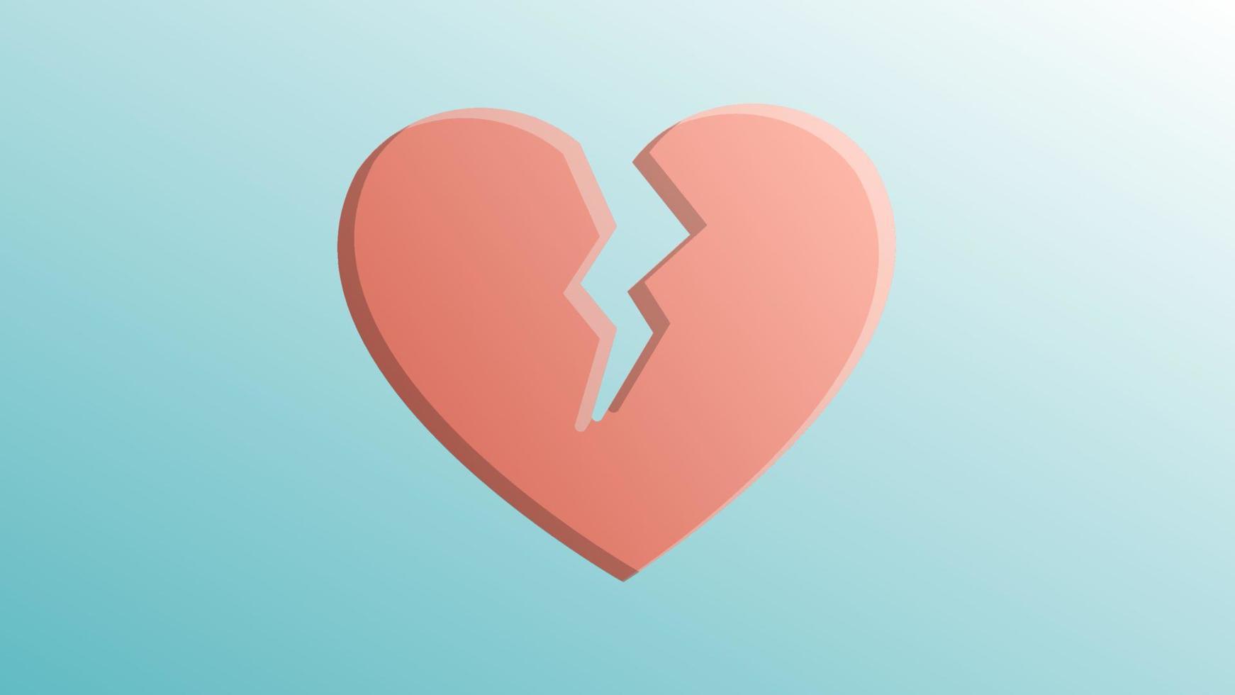 Beautiful festive red love joyful broken heart for greeting card to the day of all lovers, Valentine's Day on a blue background vector