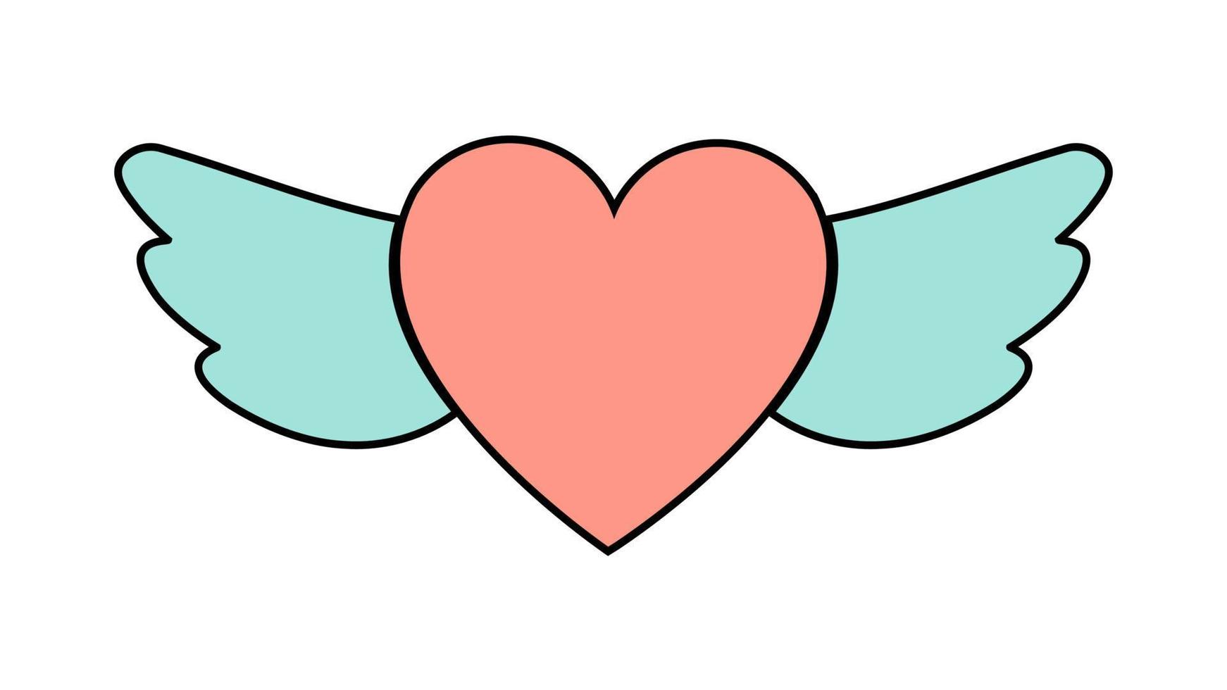 Simple flat icon beautiful hearts with wings for the holiday of love, Valentine's Day or March 8th. Vector illustration