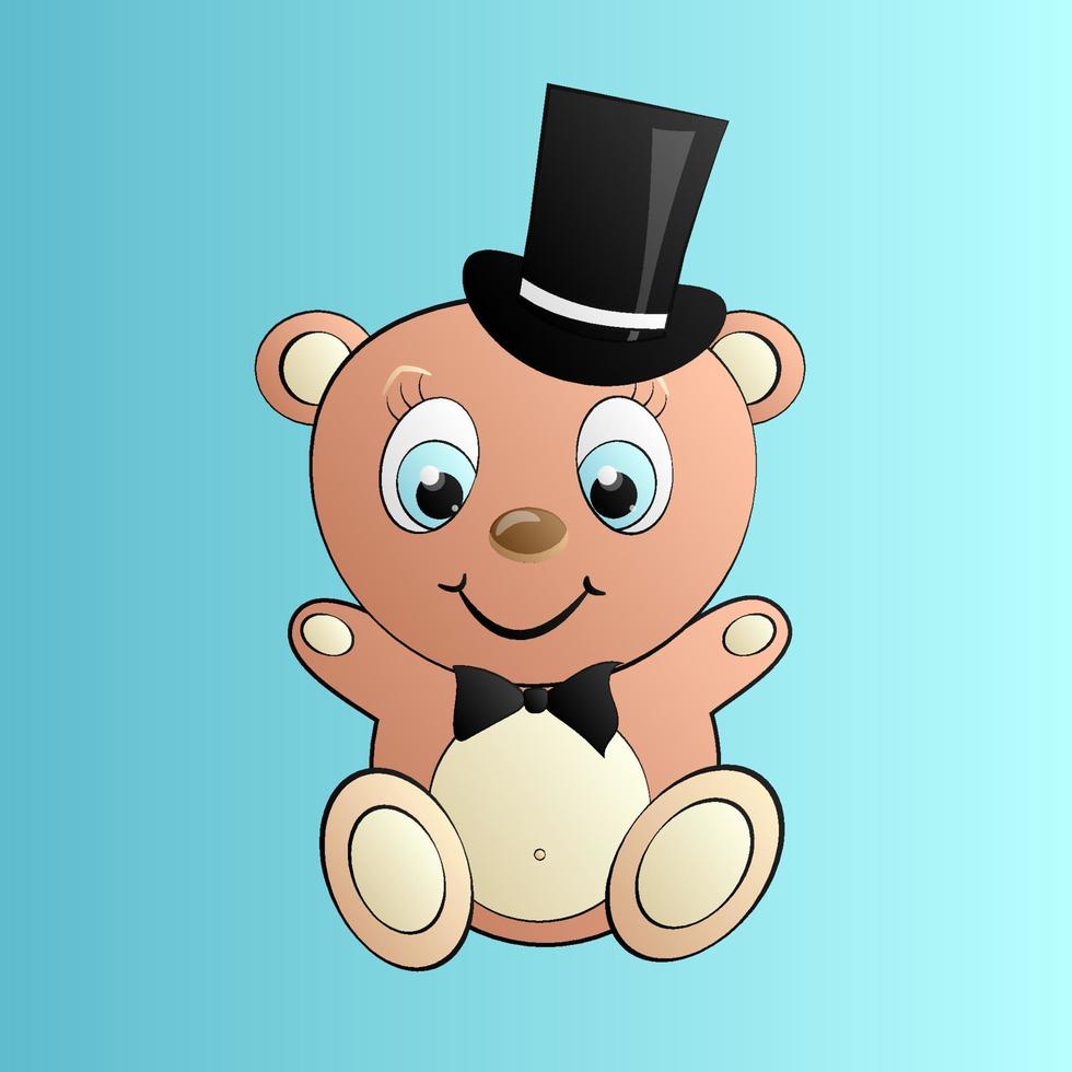 Beautiful cute soft kind teddy bear toy on a blue background vector