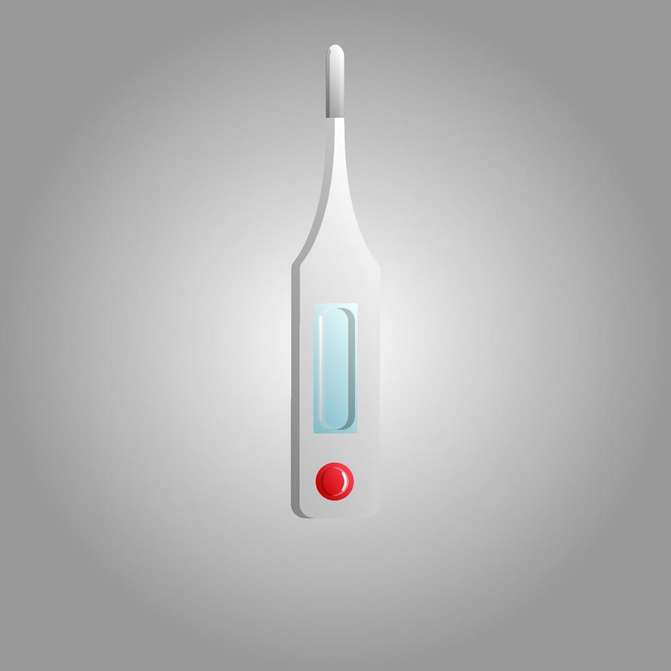 Beautiful medical icon of a glass digital new thermometer for measuring temperature on a white background vector