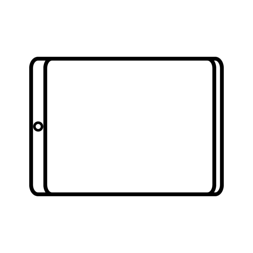 ilustración vectorial de tableta rectangular inteligente digital digital moderna en blanco y negro con icono aislado en fondo blanco. concepto de tecnologías digitales informáticas vector