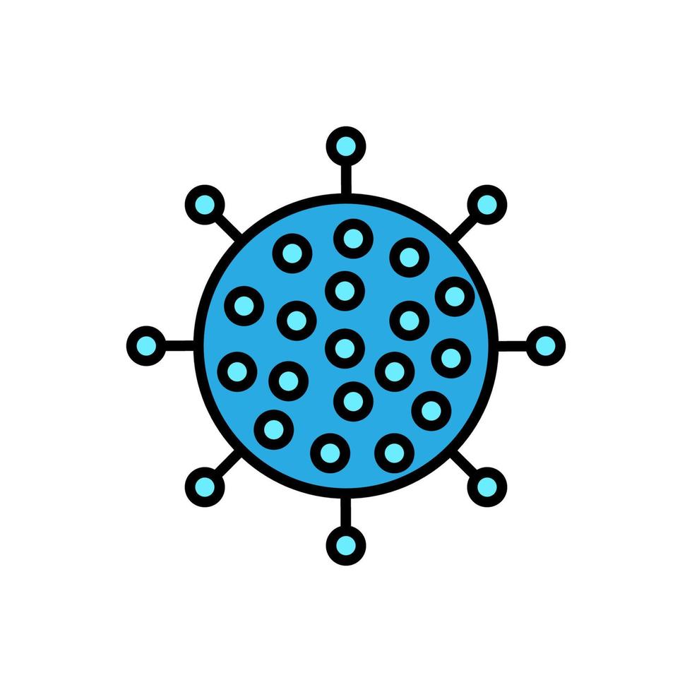 icono azul del microbio del virus chino médico cepa mortal peligrosa covid 019 enfermedad pandémica epidémica de coronavirus. ilustración vectorial aislada en un fondo blanco vector