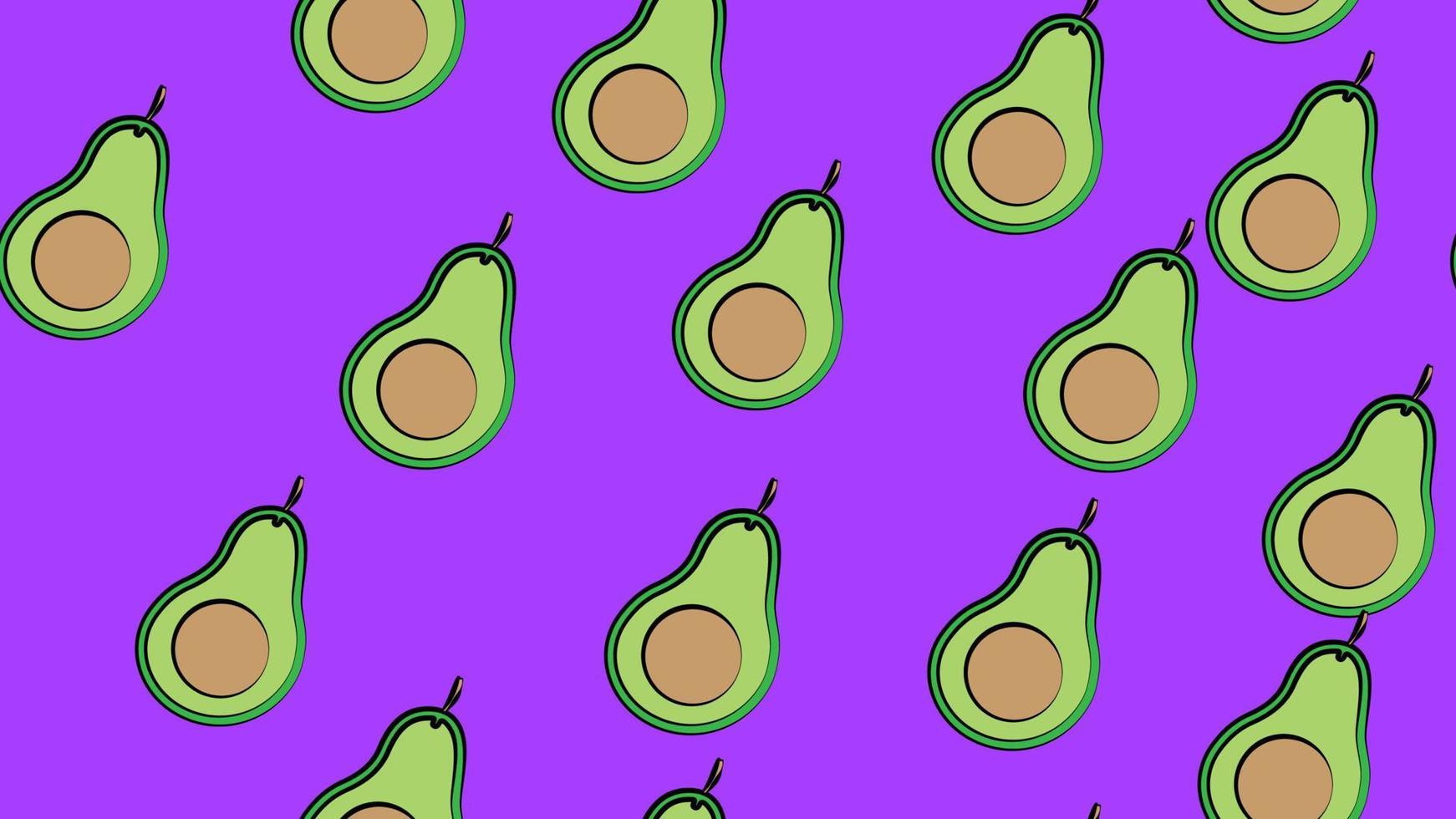 vector illustration. pattern with avocado. illustration for cafes and restaurants. cute wallpapers. avocado with a bone inside on a purple background