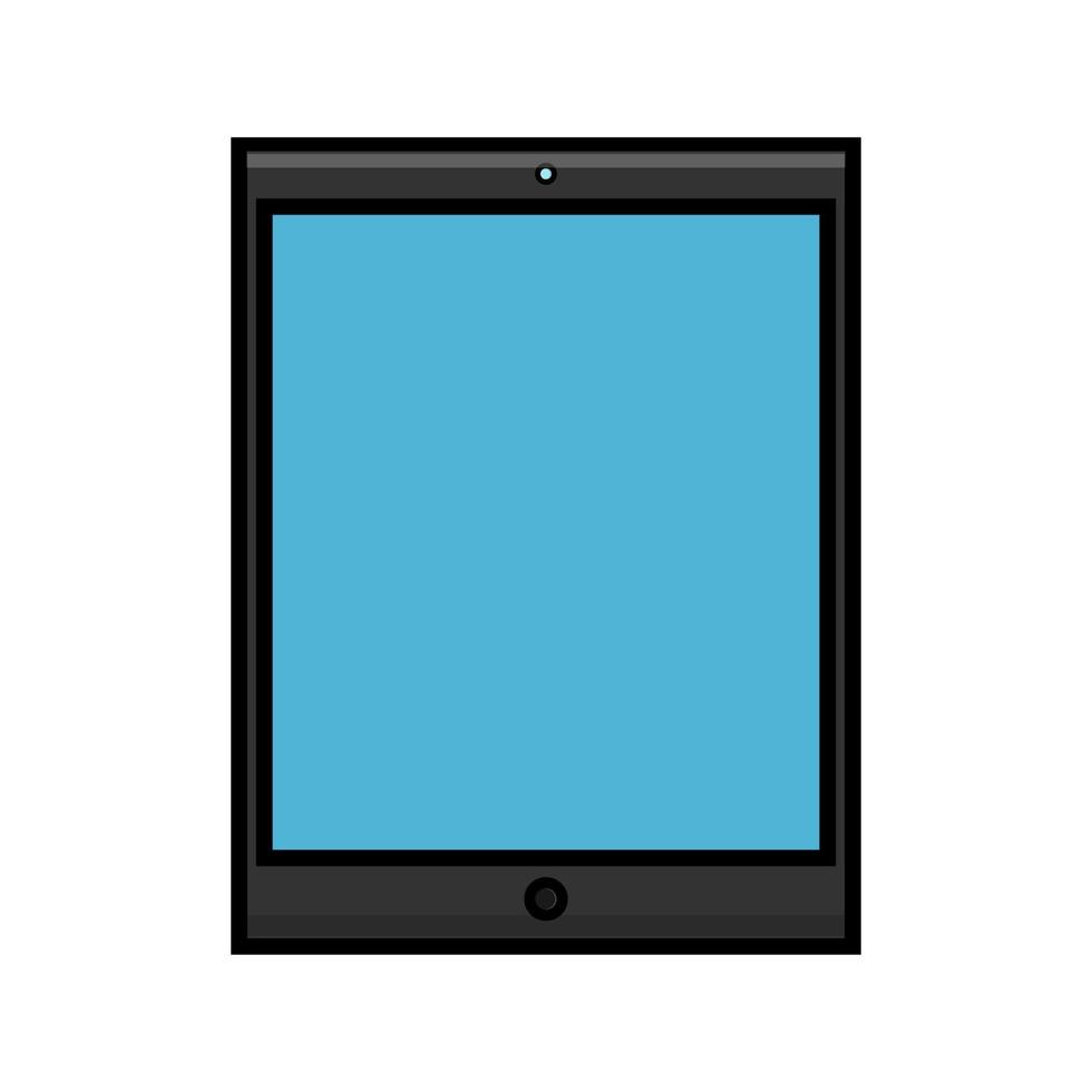 Vector illustration of a flat icon of a modern digital digital rectangular mobile tablet isolated on white background. Concept computer digital technologies
