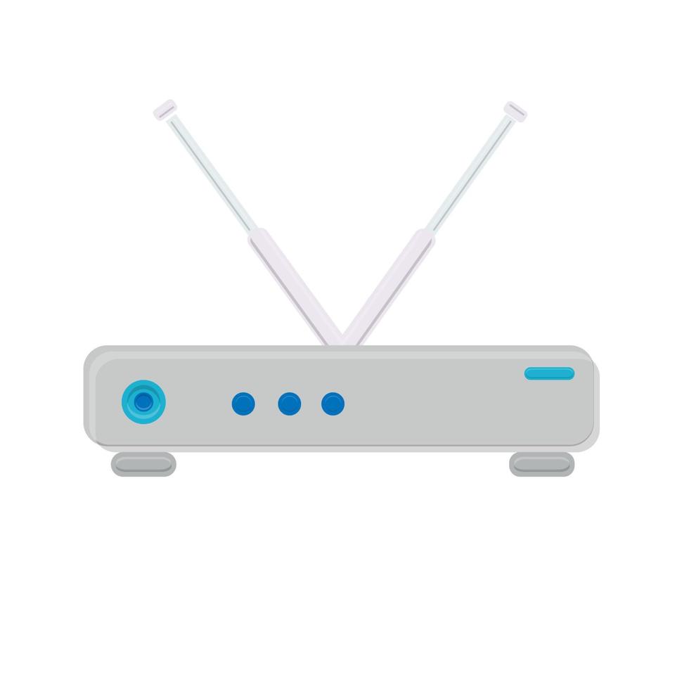 Vector illustration white flat icon simple modern digital digital wi-fi router modem for wireless internet isolated on white background. Concept computer digital technologies