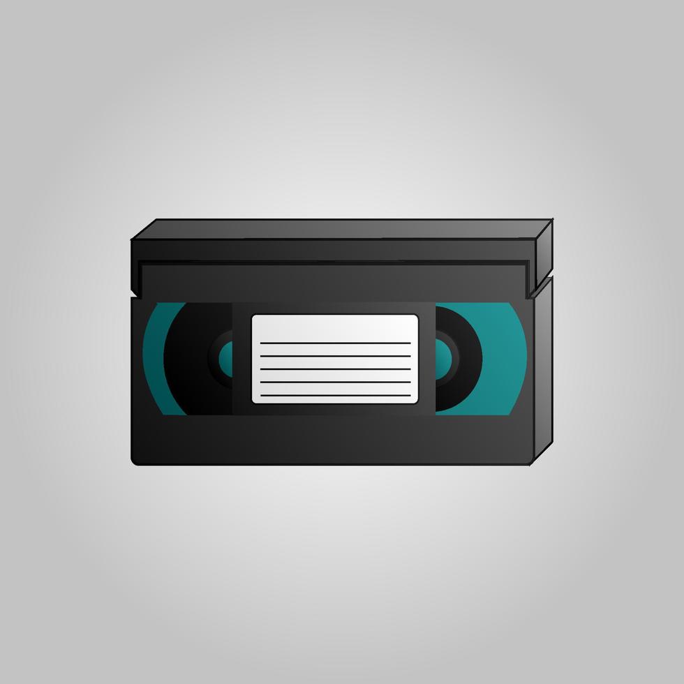 Old beautiful retro hipster video cassette for watching movies from the 70s, 80s, 90s on a blue background vector