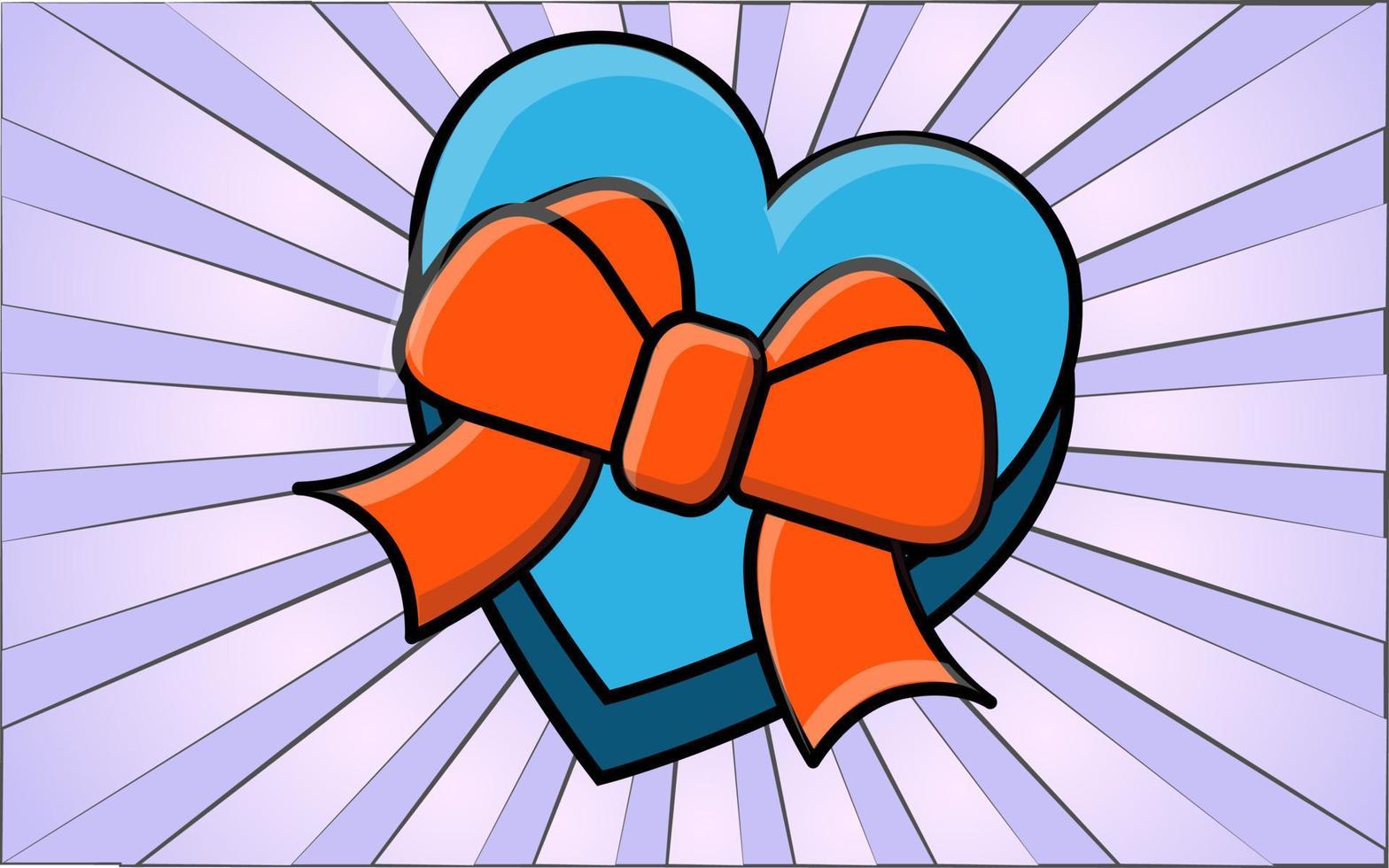 icono plano simple en una hermosa caja de regalo en forma de corazón con un lazo y una cinta para la fiesta del amor en el día de San Valentín o el 8 de marzo. ilustración vectorial vector