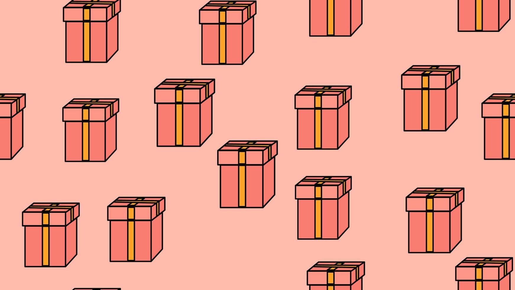 texturice un patrón interminable de iconos planos de cajas de regalo, artículos de amor para la festividad del día de san valentín el 14 de febrero o el 8 de marzo en un fondo rosa. ilustración vectorial vector