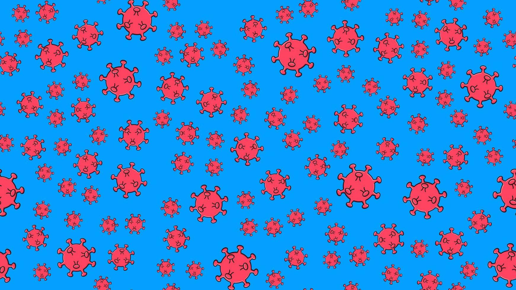 Endless seamless pattern of red dangerous infectious deadly respiratory coronaviruses pandemic epidemic, Covid-19 microbe viruses causing pneumonia on a blue background vector