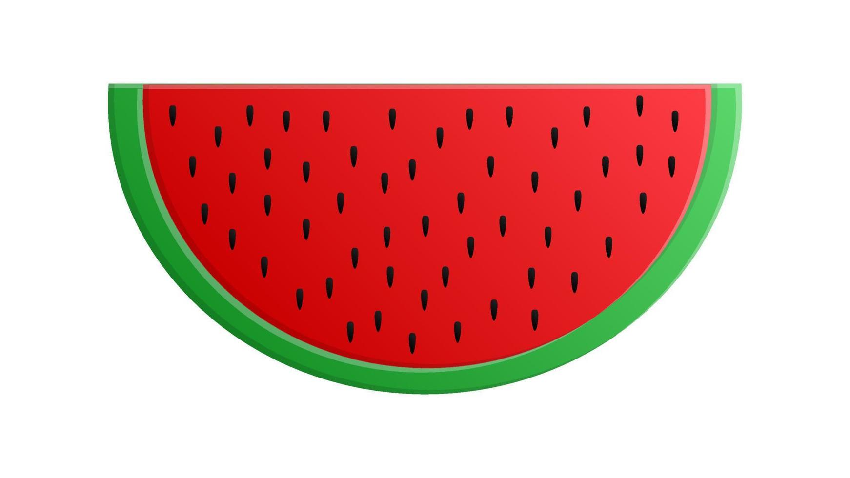 watermelon with seeds on a white background, vector illustration. an appetizing berry, a slice of red watermelon with a green crust for eating. fruit plate. berry treat