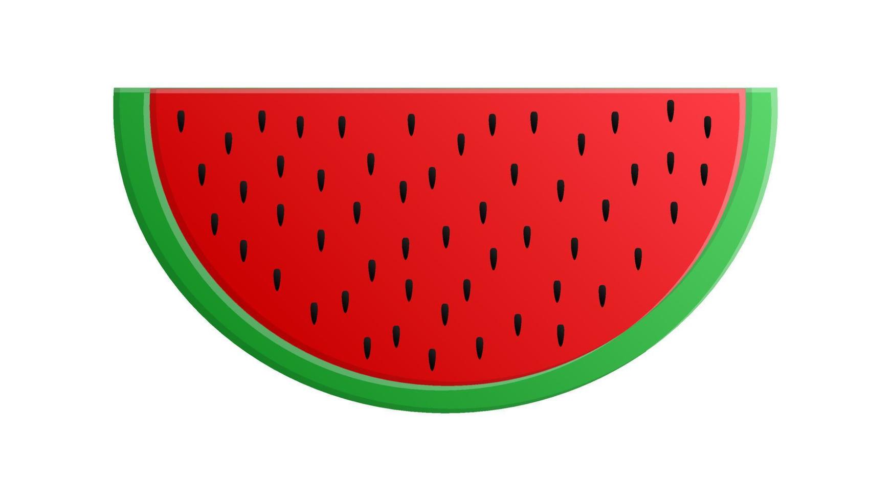 sandía con semillas sobre un fondo blanco, ilustración vectorial. una baya apetitosa, una rodaja de sandía roja con una corteza verde para comer. plato de frutas. golosina de bayas vector