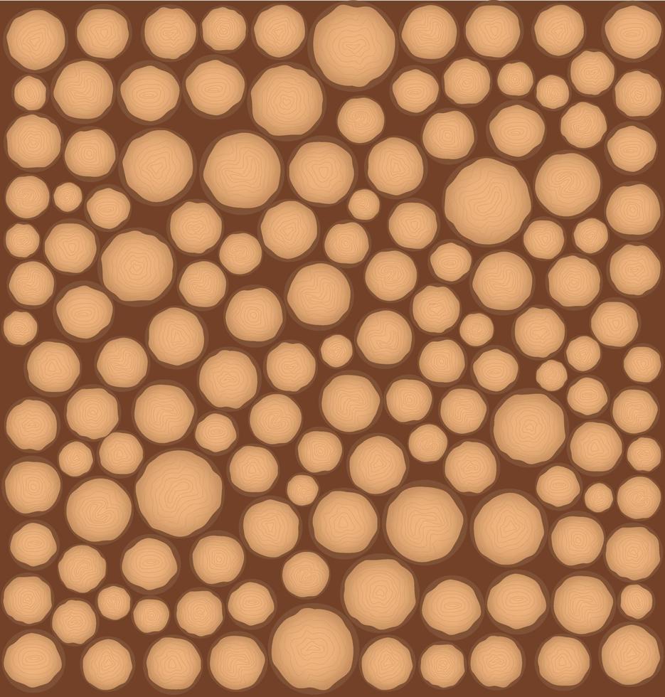 Vector wood texture of wavy ring pattern from a slice of tree. Monochrome wooden stump isolated on white. Tree trunk rings.  Timber and stump vector